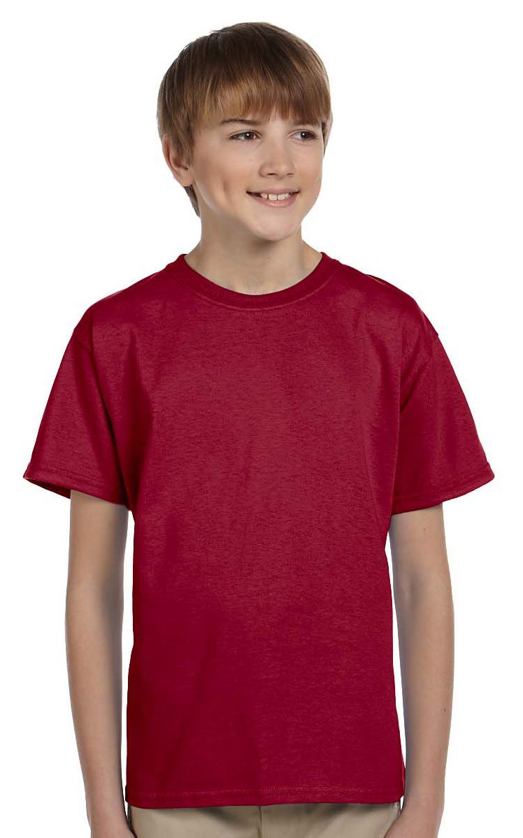 Fruit of the Loom Youth 5 oz. HD Cotton™ T-Shirt - Cardinal Red - Soft Comfortable Kids Tee for School, Sports & Everyday Wear