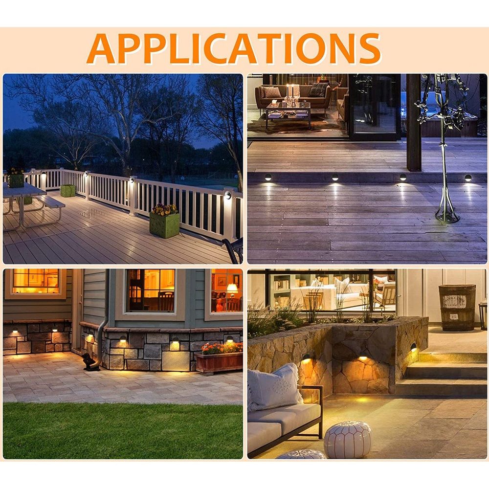 12 Pack 3CCT 3W Black Low Voltage LED Outdoor Half Moon Deck Lights - 12V/24V Waterproof Landscape Lighting for Patio, Stairs, Garden Pathways & Poolside (Warm/Neutral/Cool White)