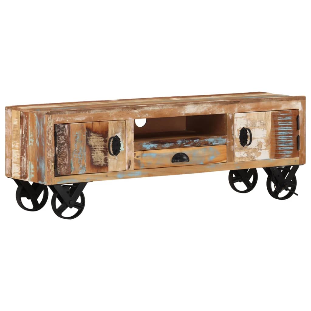 Modern Industrial TV Stand with Storage Shelves - 43.3