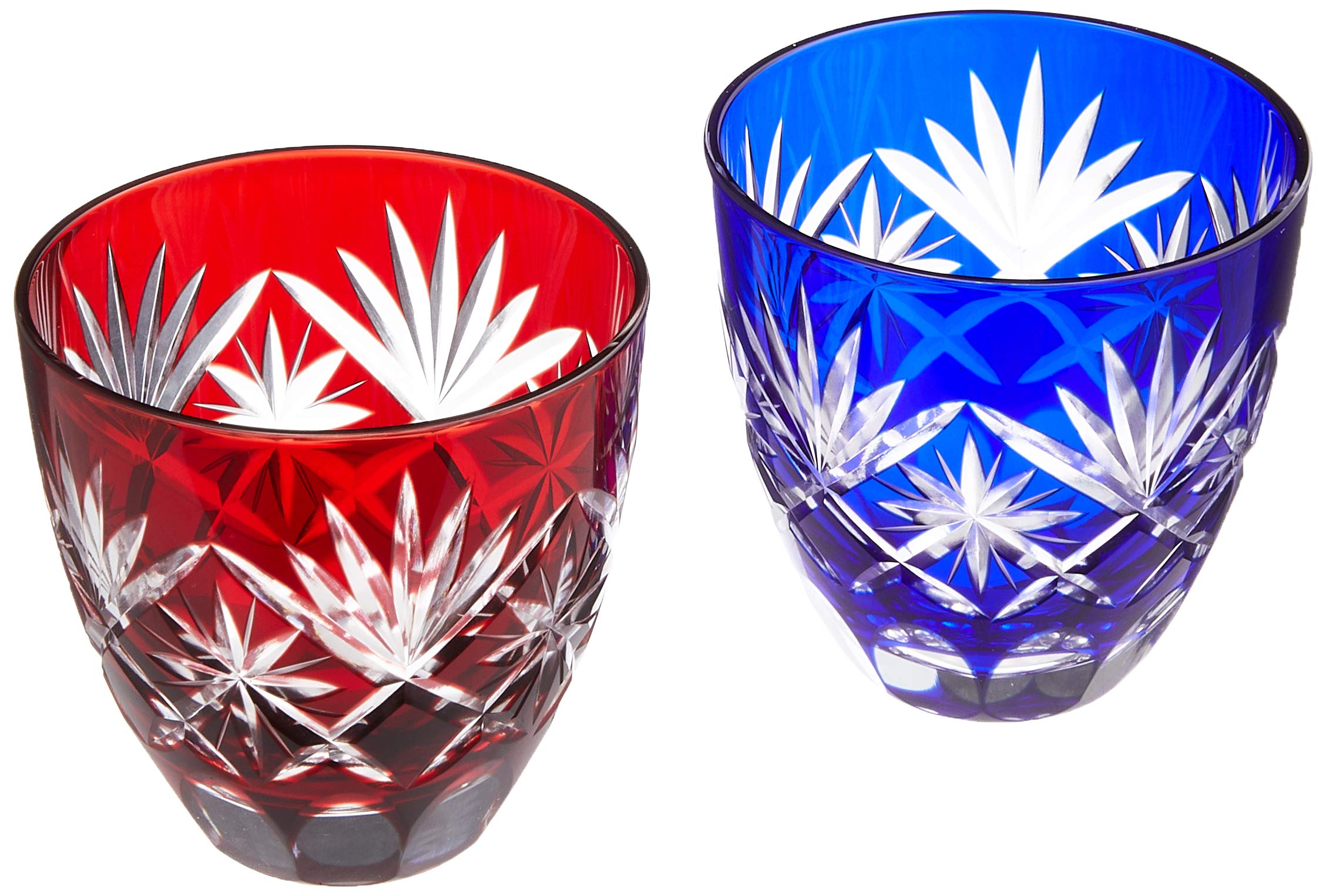 Tajimaglas TG98-203-2 Edo Kiriko Star Kiriko Glass Sake Cups (Guinomi) - Traditional Japanese Handcrafted Sake Set for Home Bar, Gift & Japanese Culture Enthusiasts