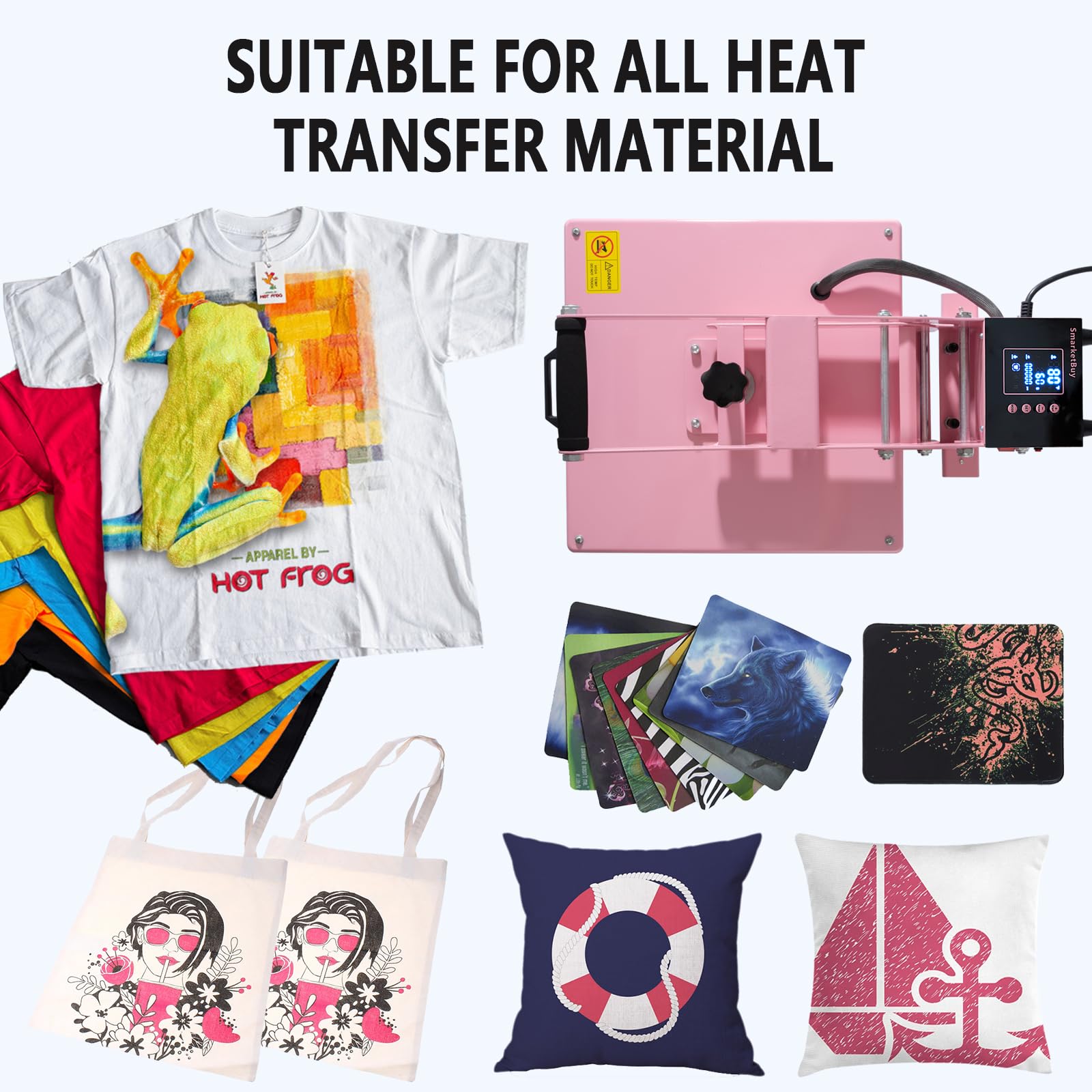 15x15 Inch 1400W Slide Out Heat Press Machine for T-Shirts - Clamshell Design with Steady Even Heat - Large Heat Transfer Press for DIY T-Shirts, Bags & Mouse Pads - Perfect for Home Crafting & Small Business Printing