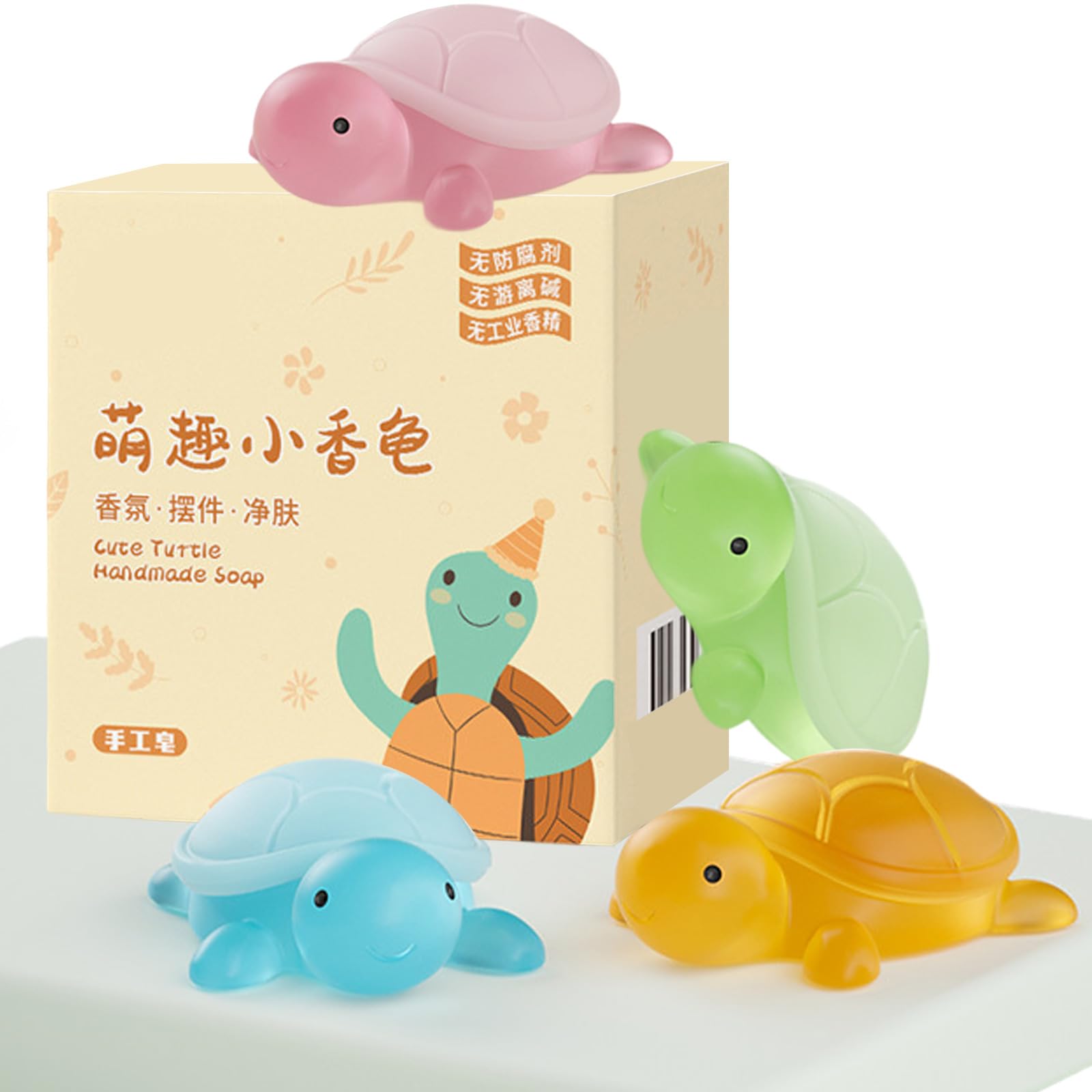 Little Turtle Handmade Essential Oil Soap Bars (4-Pack) – Natural Moisturizing Soap with Cute Mini Turtle Design, Fragrance Soap for Gentle Cleansing | 1.06oz Each – Perfect for Gifts, Bathroom Decor & Eco-Friendly Skincare