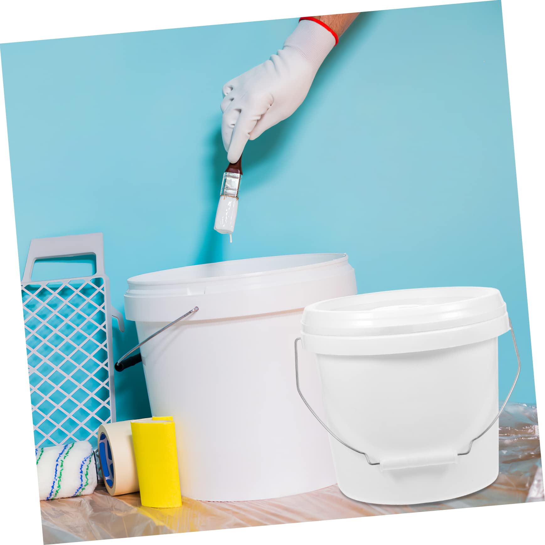 Housoutil 1.5L Plastic Bucket with Lid - Durable Industrial Pail for Cleaning, Paint, Pigment Storage - Multi-Purpose Container for Home, Workshop & Outdoor Use