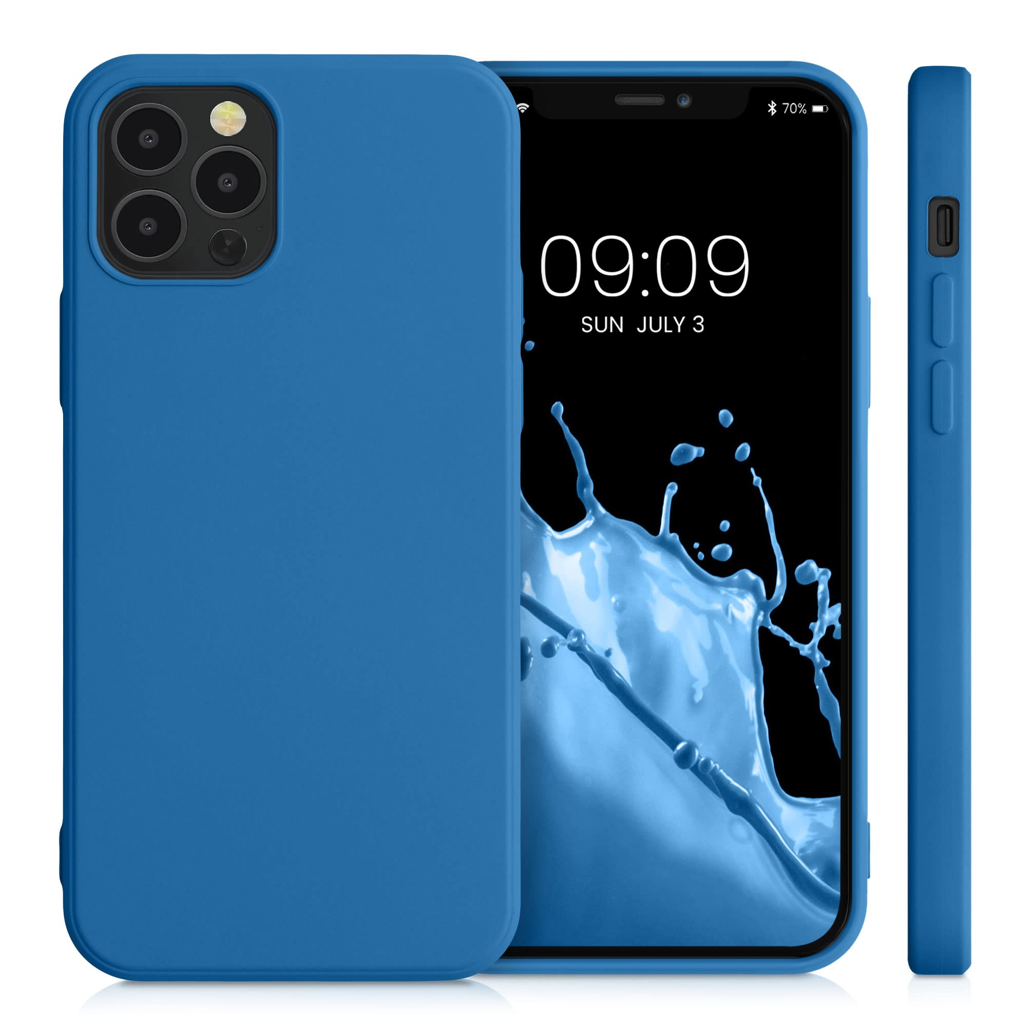 kwmobile Slim Protective TPU Silicone Phone Case for Apple iPhone 12 & iPhone 12 Pro - Blue Reef - Shockproof Cover for Everyday Use & Outdoor Activities