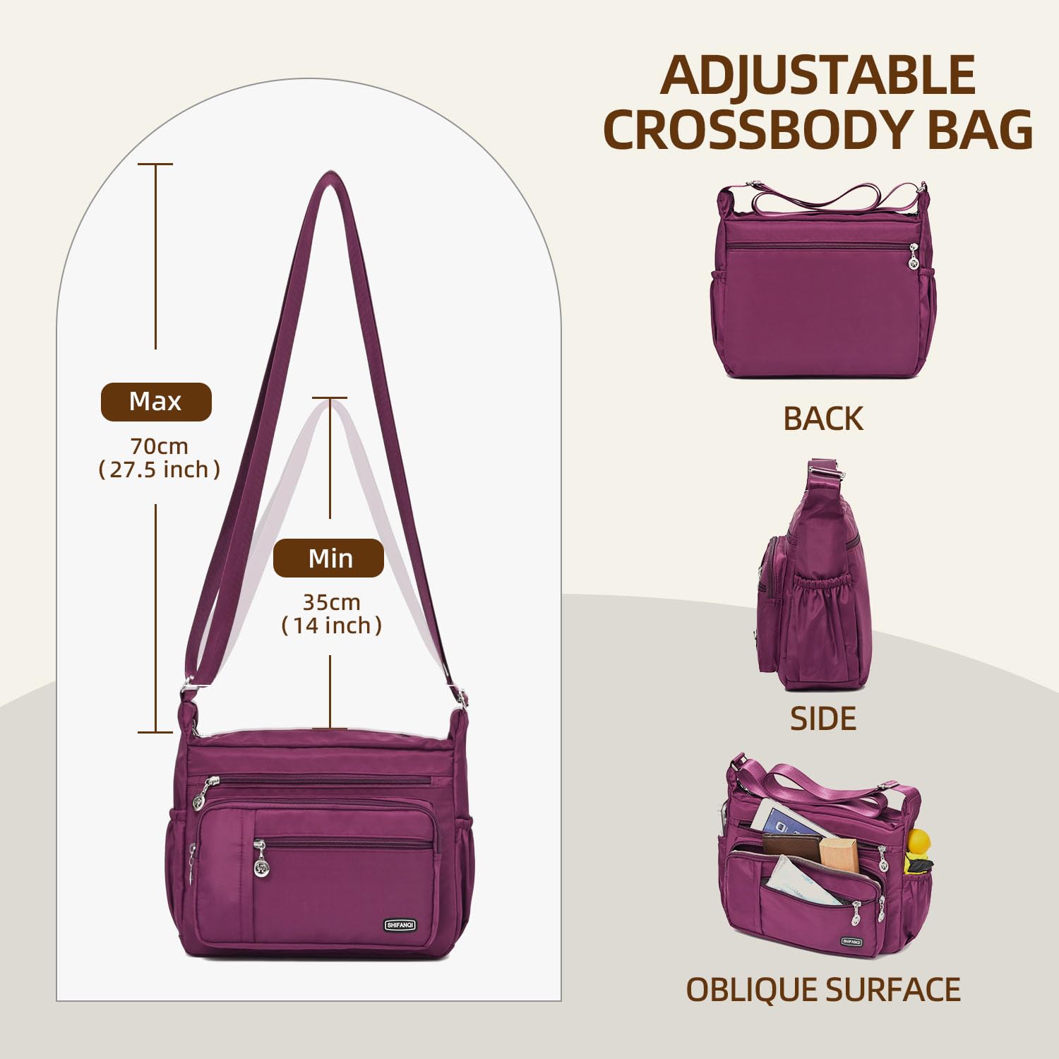 Stylish Women's Crossbody Bag with Multiple Pockets - Fashion Shoulder Purse for Daily Use, Travel & Work | Perfect for Commuting, Shopping and Weekend Outings