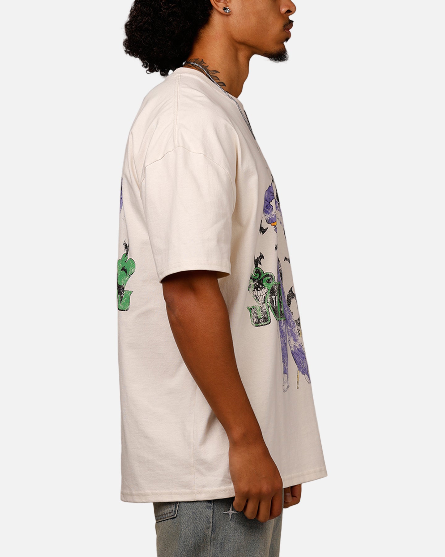 American Thrift DC Comics Batman The Joker Cane Graphic Heavy Cotton T-Shirt in Off White - Perfect for Cosplay, Comic Con & Superhero Fans