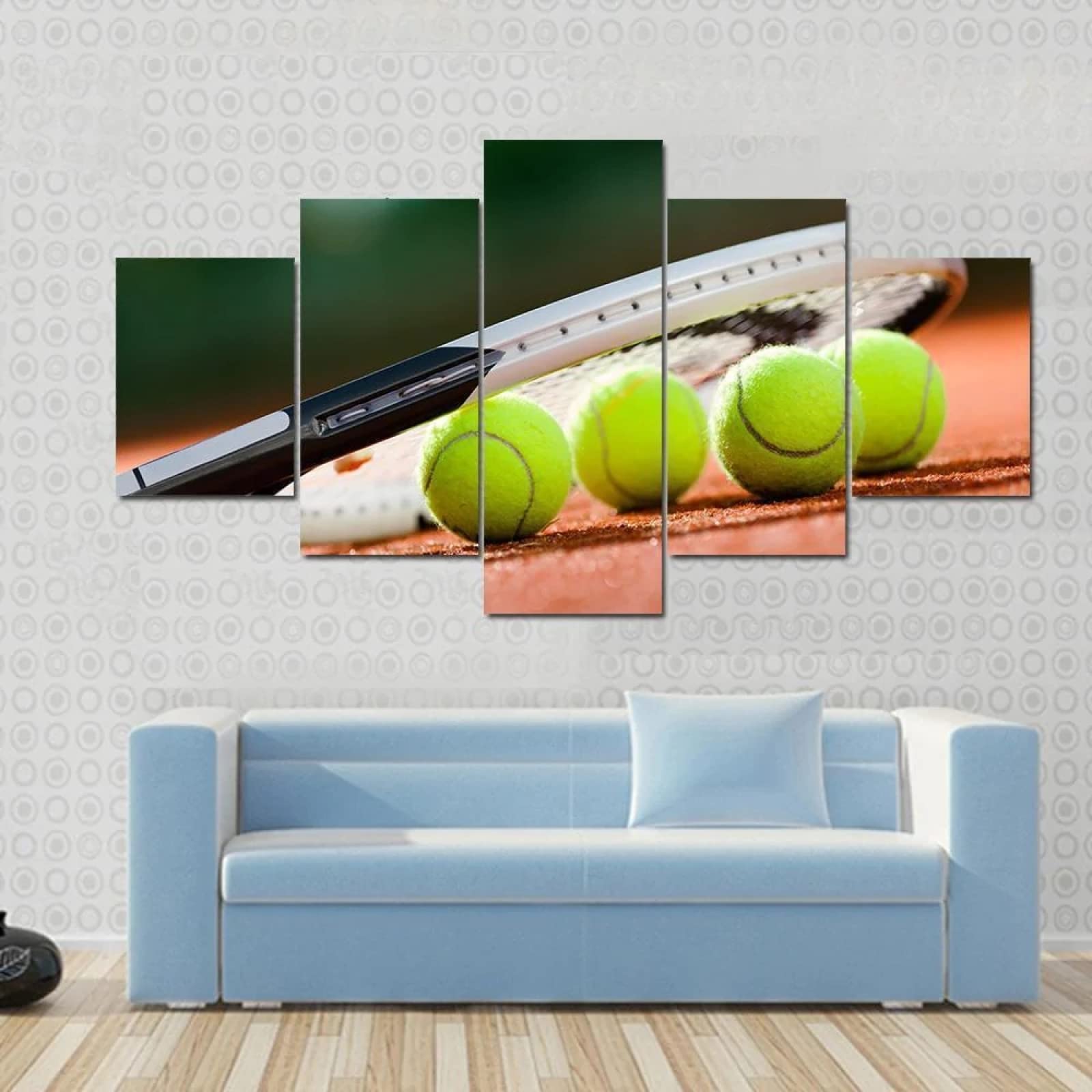 yicoming 5-Piece Canvas Wall Art Set - Tennis Racket & Balls Paintings, Framed Decor for Living Room, Bedroom, Office | Perfect Home Decor & Gift Idea for Sports Lovers