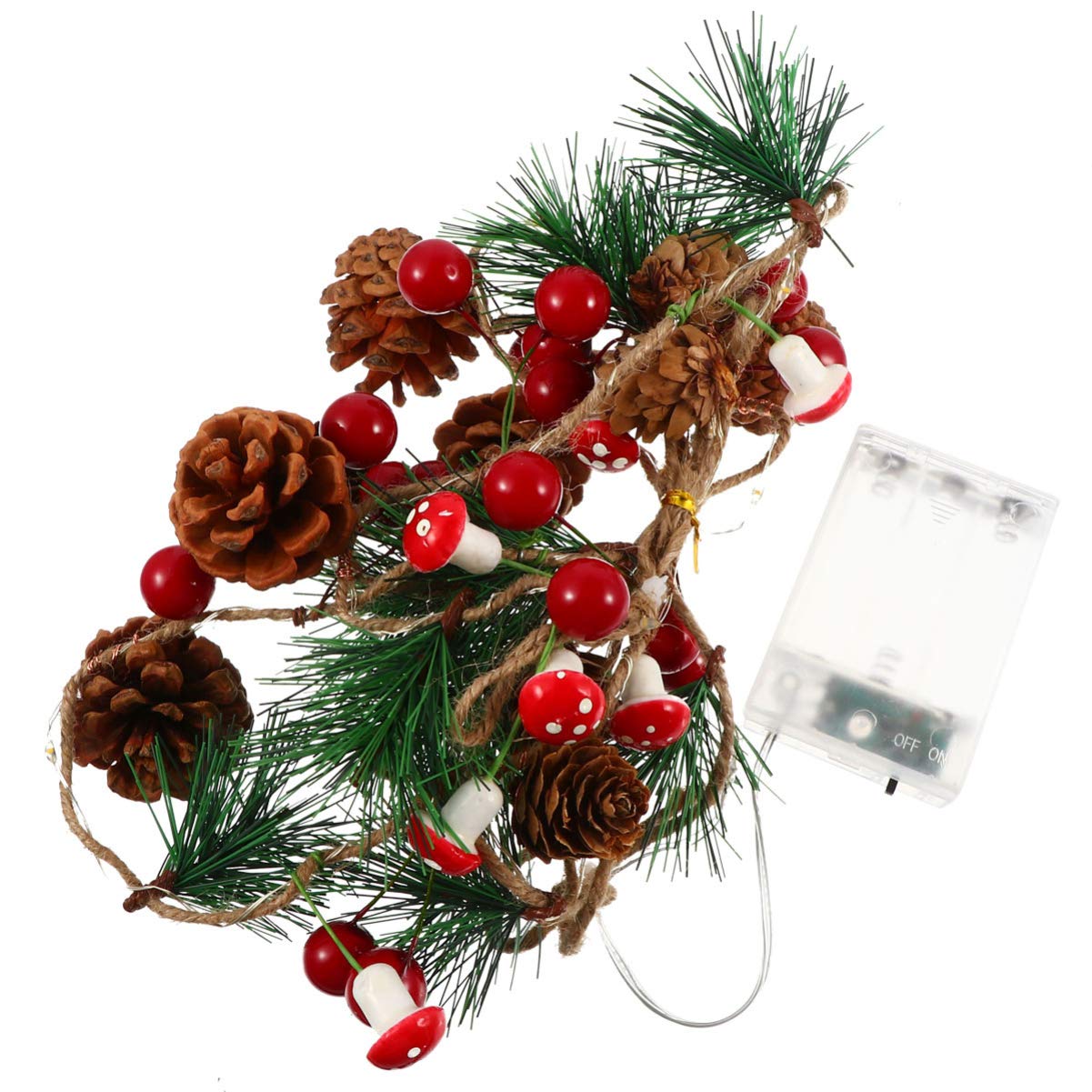 SOLUSTRE 1 Pack Fairy Christmas Lights Garland - 10ft LED Pinecone String Lights with Copper Wire, Warm White Battery Operated for Holiday Tree Decor, Bedroom, Wedding, Party & Outdoor Lighting