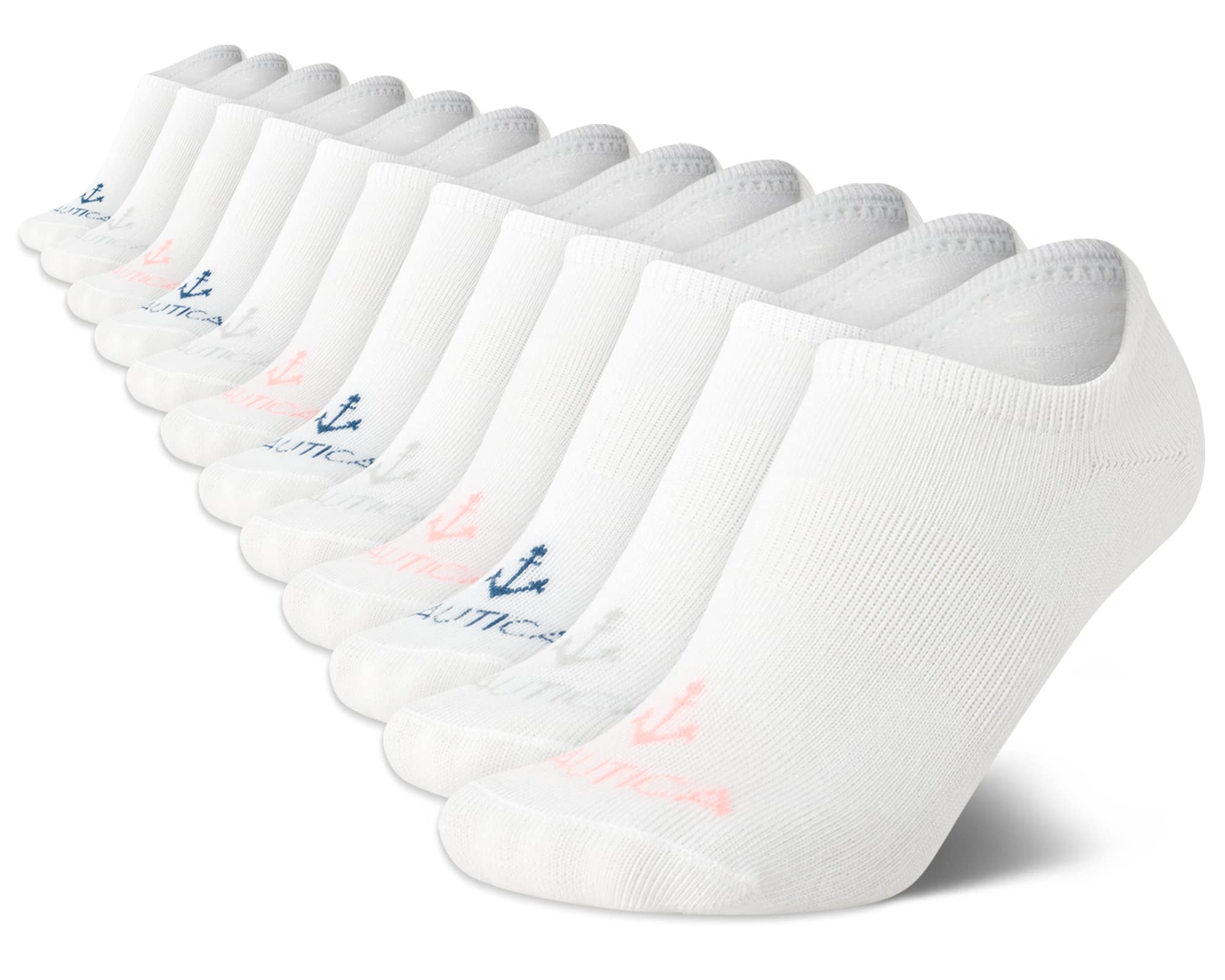 Nautica Women's No Show Socks 12 Pack - Low Cut Liner Socks for Sneakers & Casual Shoes | Breathable Comfort for Everyday Wear, Workouts & Travel