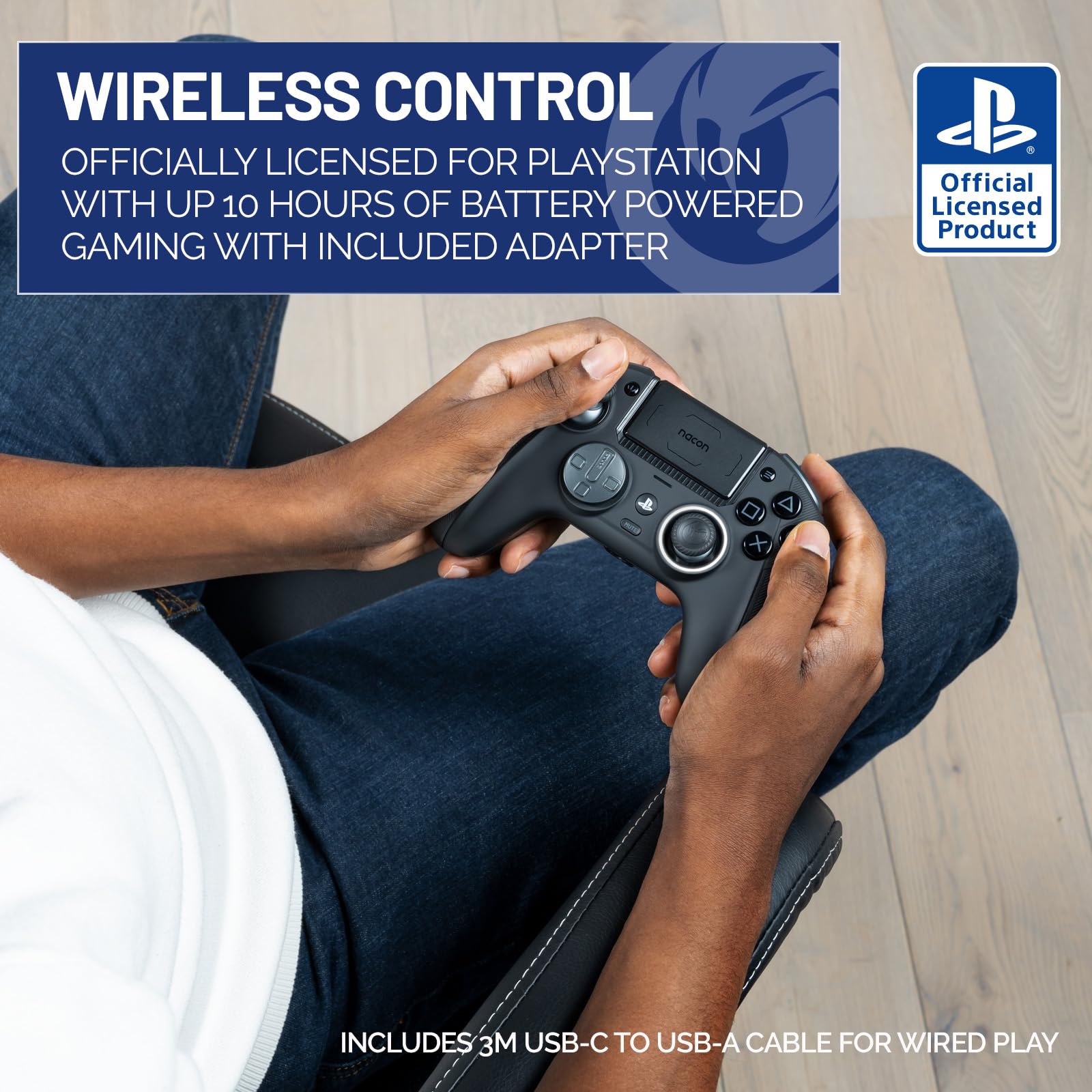 NACON Revolution 5 Pro Officially Licensed Wireless Gaming Controller for PS5, PS4 & PC - Hall Effect Joysticks, Trigger Stops, Customizable Buttons, Bluetooth Audio - Triple Black (Renewed) - Perfect for Competitive Gaming, Streaming & Long Play Sessions