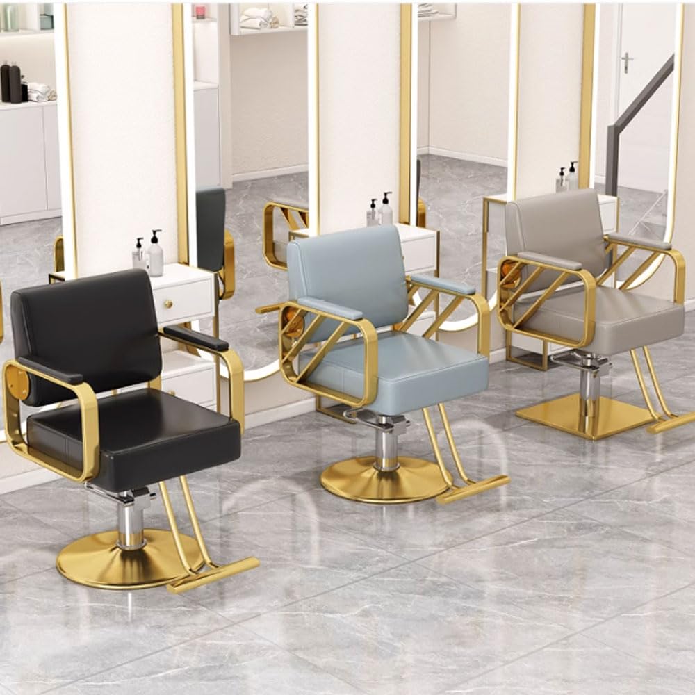 Professional Hydraulic Barber Chair - Heavy Duty Salon Styling Chair with Adjustable Height & Rotating Backrest for Hairdressers, Barbershop & Home Spa Use - Black Style A - Perfect for Haircuts, Styling & Relaxing Massages