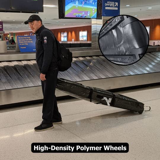 Durable Waterproof Double Ski Bag with Wheels - 180/200cm Capacity for Ski & Snowboard Equipment Storage - Travel Gear Organizer for Skiers - 3 Year Warranty - Perfect for Air Travel & Winter Sports Trips