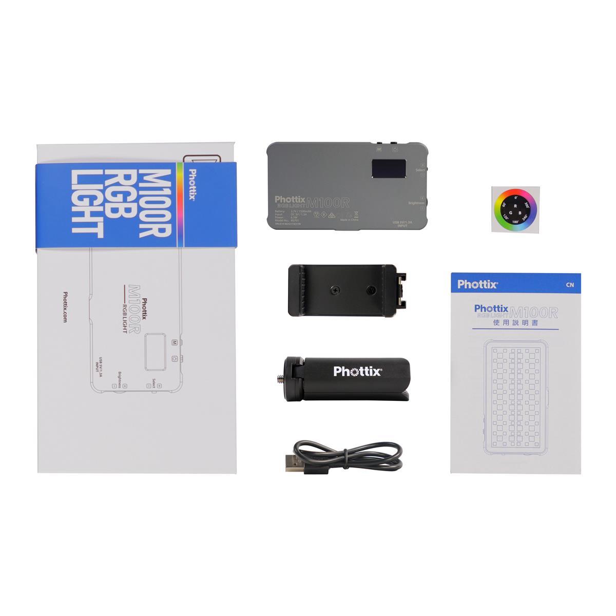 Phottix M100R RGB LED On-Camera Light Panel - Professional Photography & Videography Lighting for YouTube, Vlogging, and Studio Work