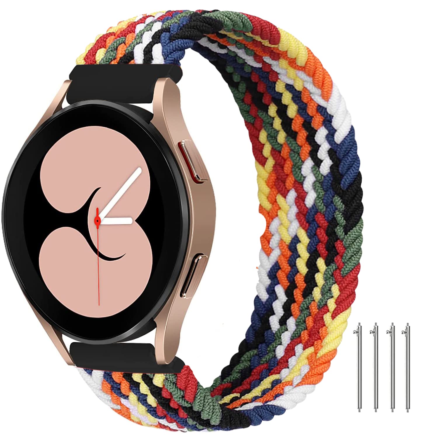 Minggo Solo Loop Braided Strap Compatible with Samsung Galaxy Watch 6/5/4/Active 2/3 (40mm 44mm 41mm 45mm) - Elastic Woven Watch Band for Men Women - Perfect for Workouts, Running & Daily Wear