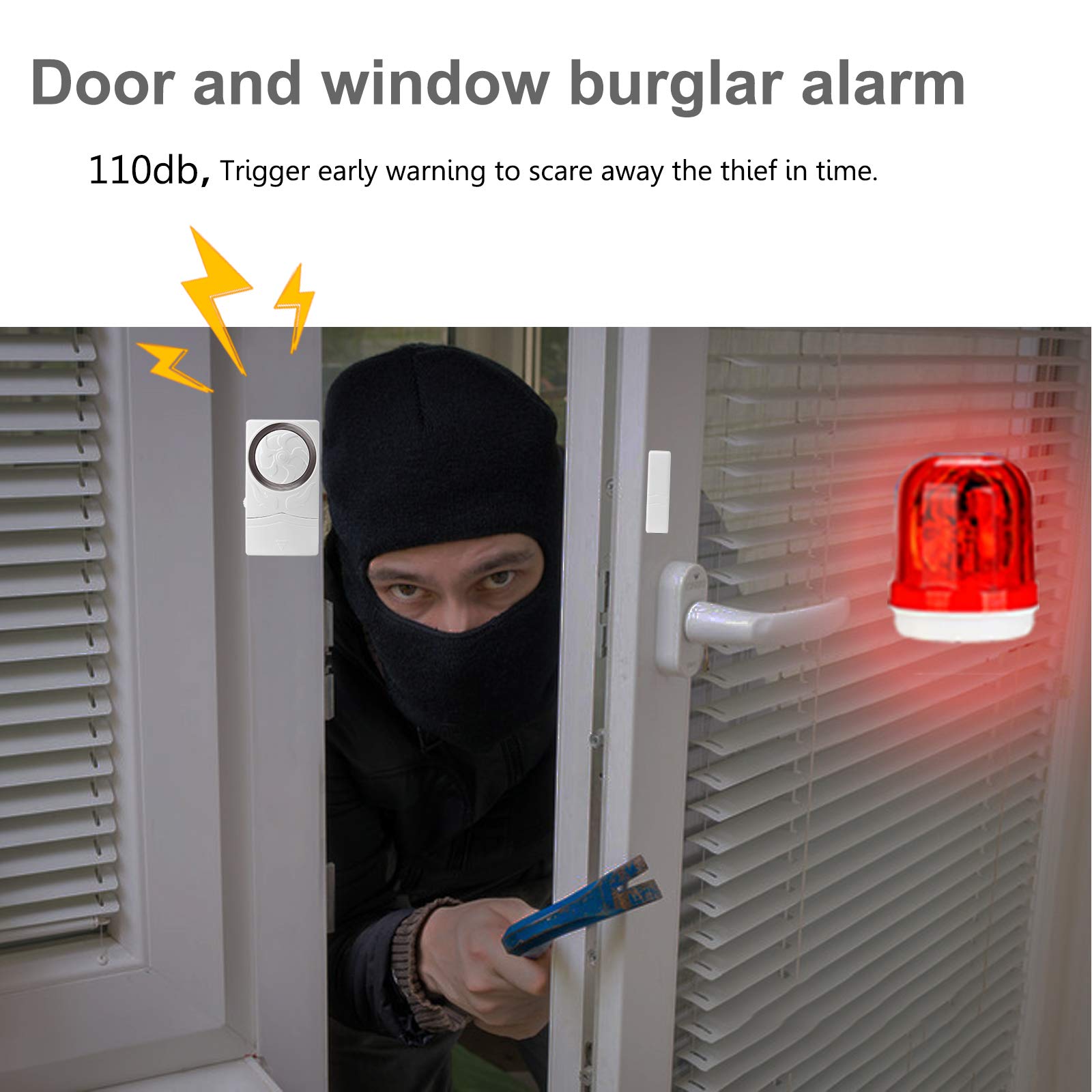 4 Pack Wireless Door and Window Alarm - 110dB Super Loud Magnetic Sensor Security Alarm with Time Delay for Home, Pool, Kids Safety - Anti-Theft Burglar Alarm System for Enhanced Home Security (Ideal for Apartments, Vacation Homes & Childproofing)