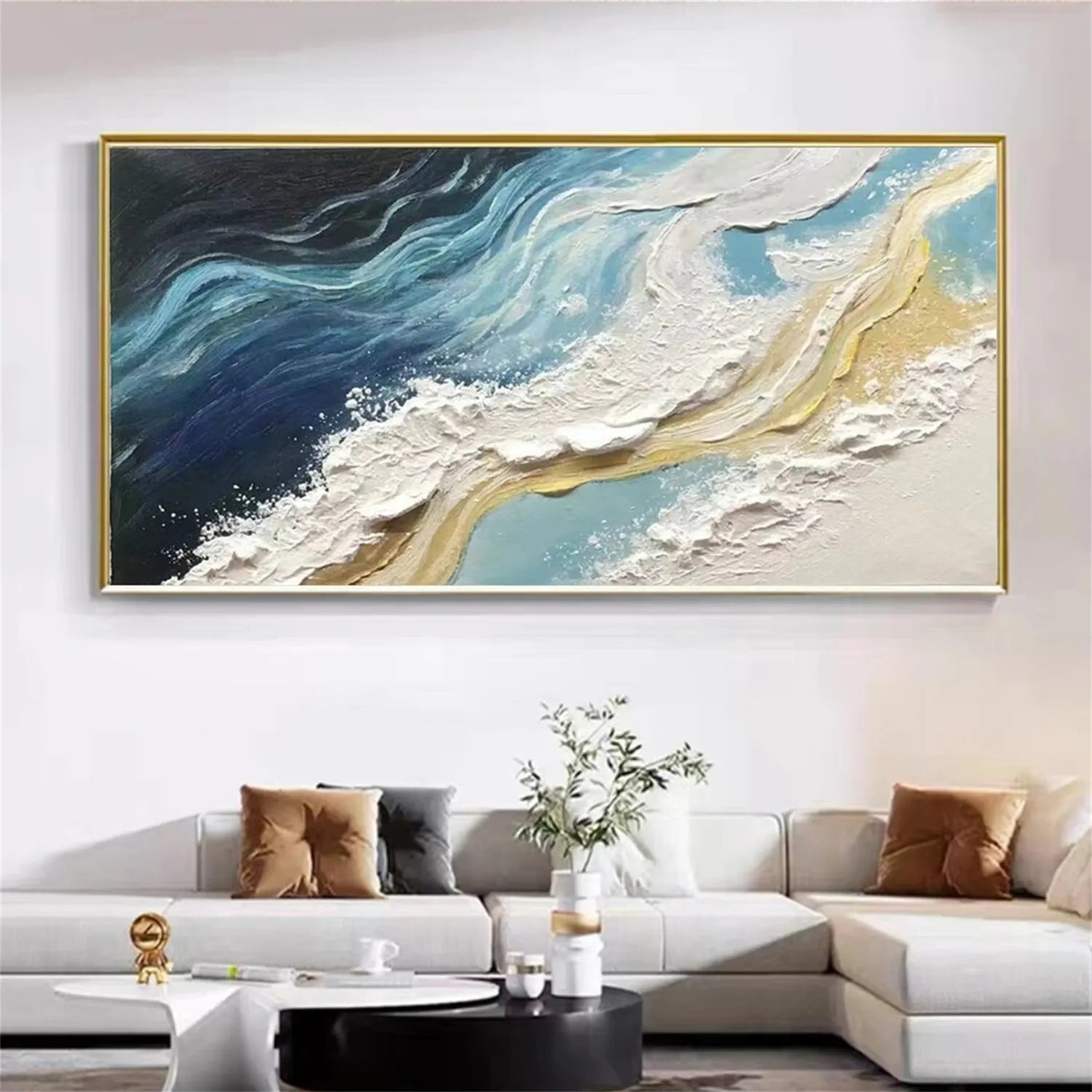 Ocean And Sky Painting #OS 176 - Handmade Coastal Wall Art for Beach House Decor, Living Room & Bedroom