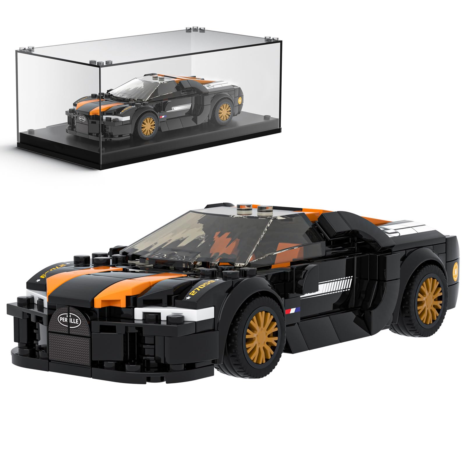 Mould King Speed Champion Chiron 300 Building Block Set - 386PCS Super Car Model Kit with Display Case for Adults & Kids 8+ | Race Car Toy for Creative Play, Gift Ideas & Home Decoration