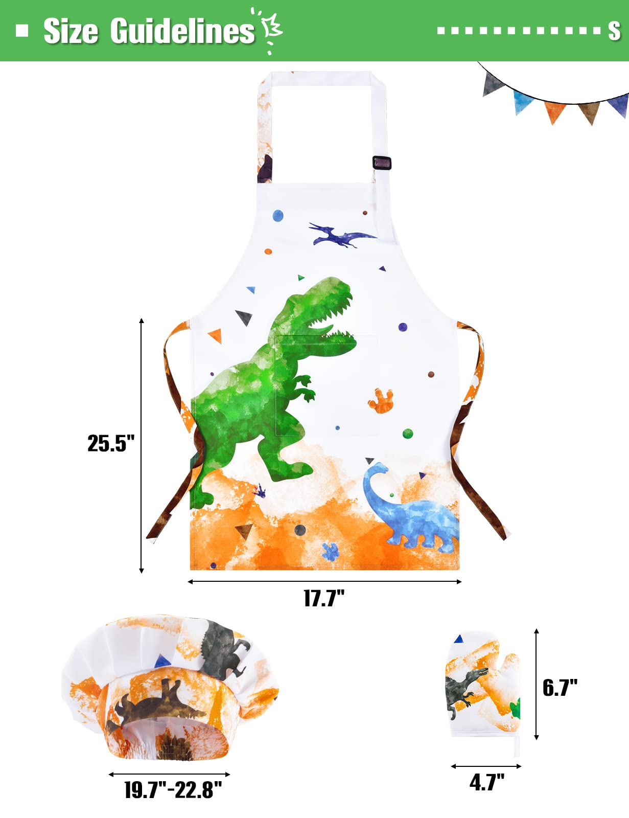 Wernnsai Kids Chef Hat and Apron Set - Adjustable Cooking Costume for Children's Kitchen Role Play, Baking & Pretend Play - Perfect Gift for Little Chefs