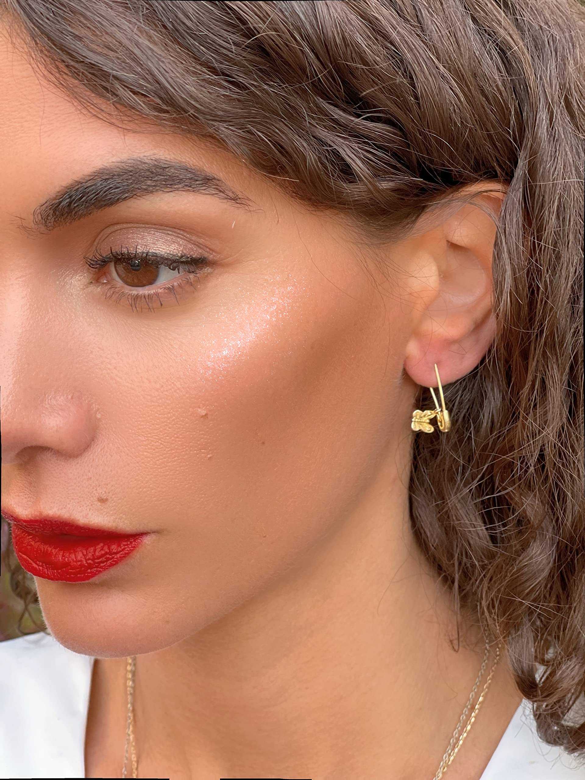 Monte Christo Safety Pin Charm Earring - Sterling Silver Butterfly Hoop Earring for Women | Single Earring | Made in USA | Perfect for Gifts, Parties & Everyday Wear