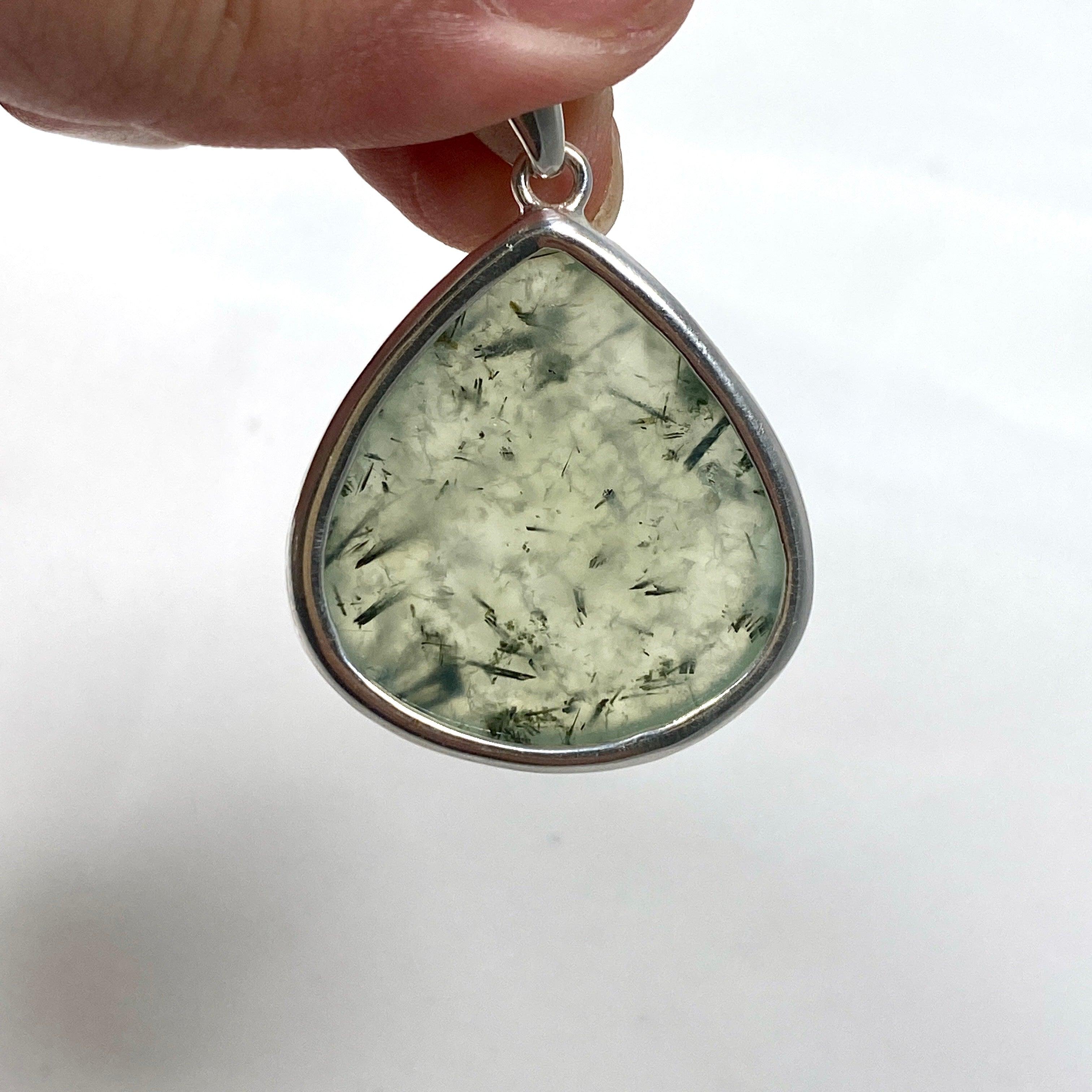 Natural Prehnite Teardrop Pendant Necklace KPGJ3768 - Elegant Gemstone Jewelry for Women, Perfect for Weddings & Special Occasions
