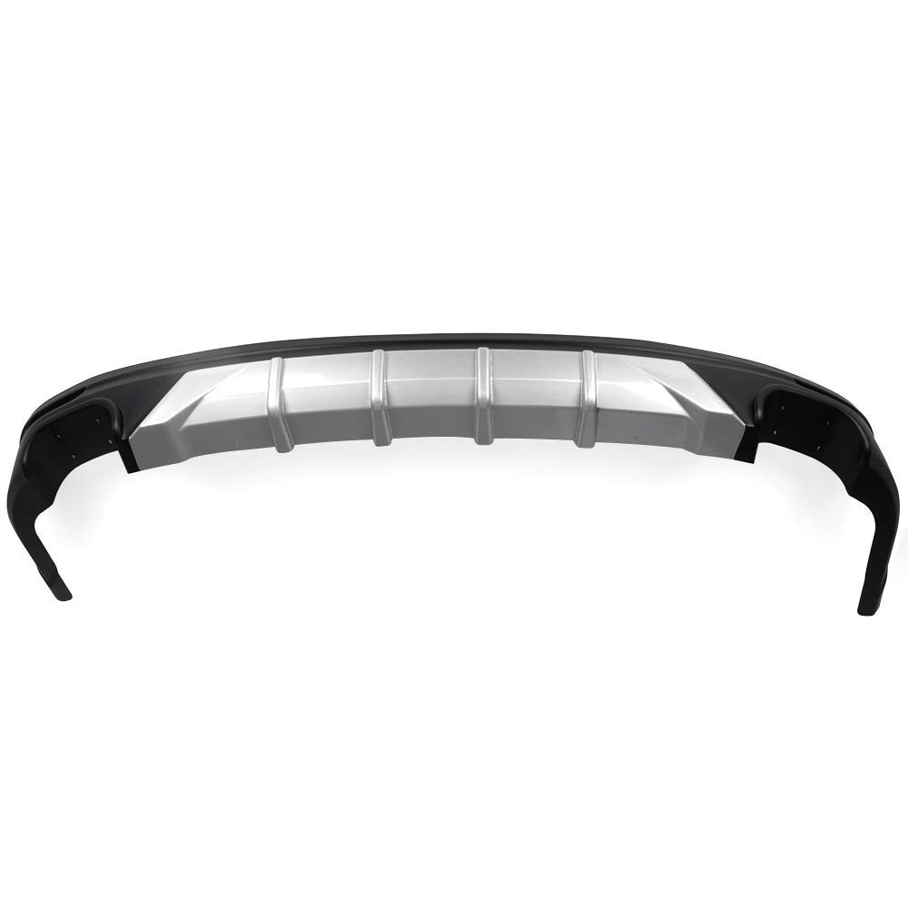 IKON MOTORSPORTS V3 Rear Bumper Lip Diffuser for 2018-2024 Toyota Camry - Unpainted Black with Silver Trim PP - Enhances Aerodynamics & Style for Street Racing & Car Shows
