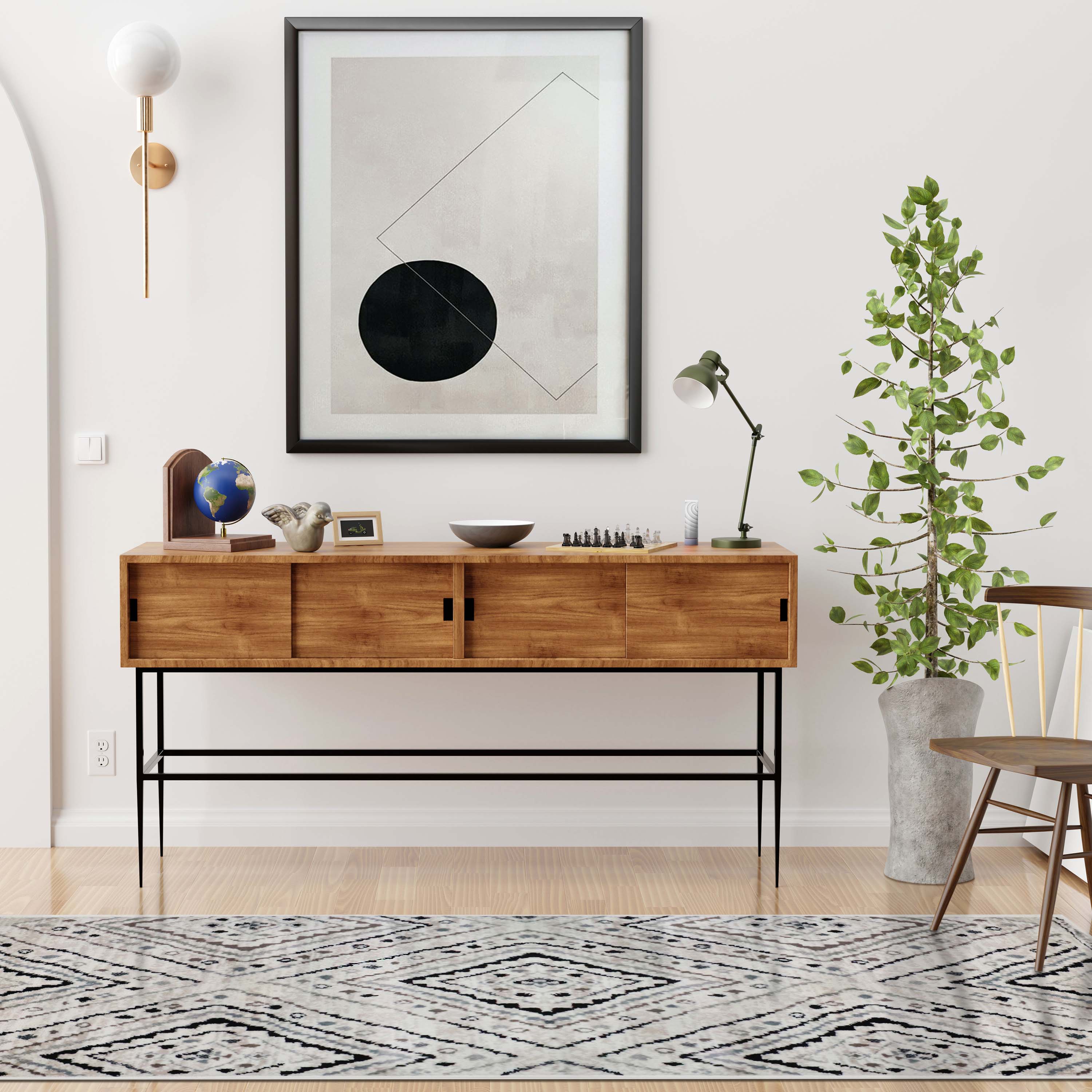Ozark Modern Geometric Diamonds Slate Indoor Area Rug - Non-Slip Soft Living Room Carpet for Bedroom, Nursery & Home Decor