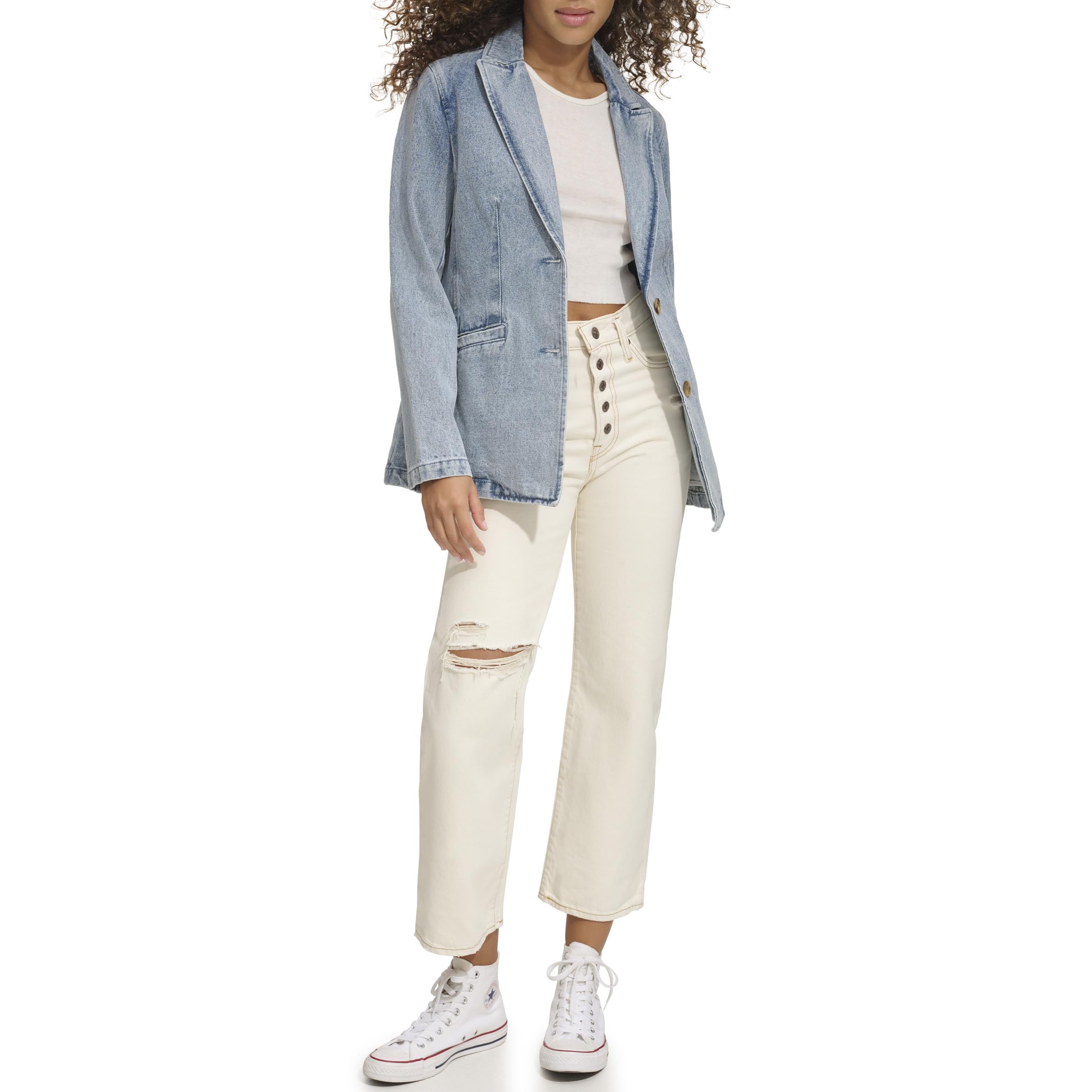 Levi's Women's Denim Single Breasted Blazer Jacket - Stylish Casual & Office Wear for Women | Perfect for Work, Dates & Everyday Outfits