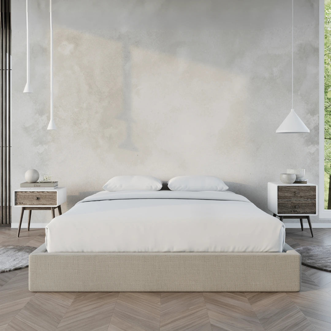 Classic Bed Frame with Moon Design - Sturdy Metal Platform Bed for Bedroom, Guest Room & Dorm | Modern & Minimalist Style
