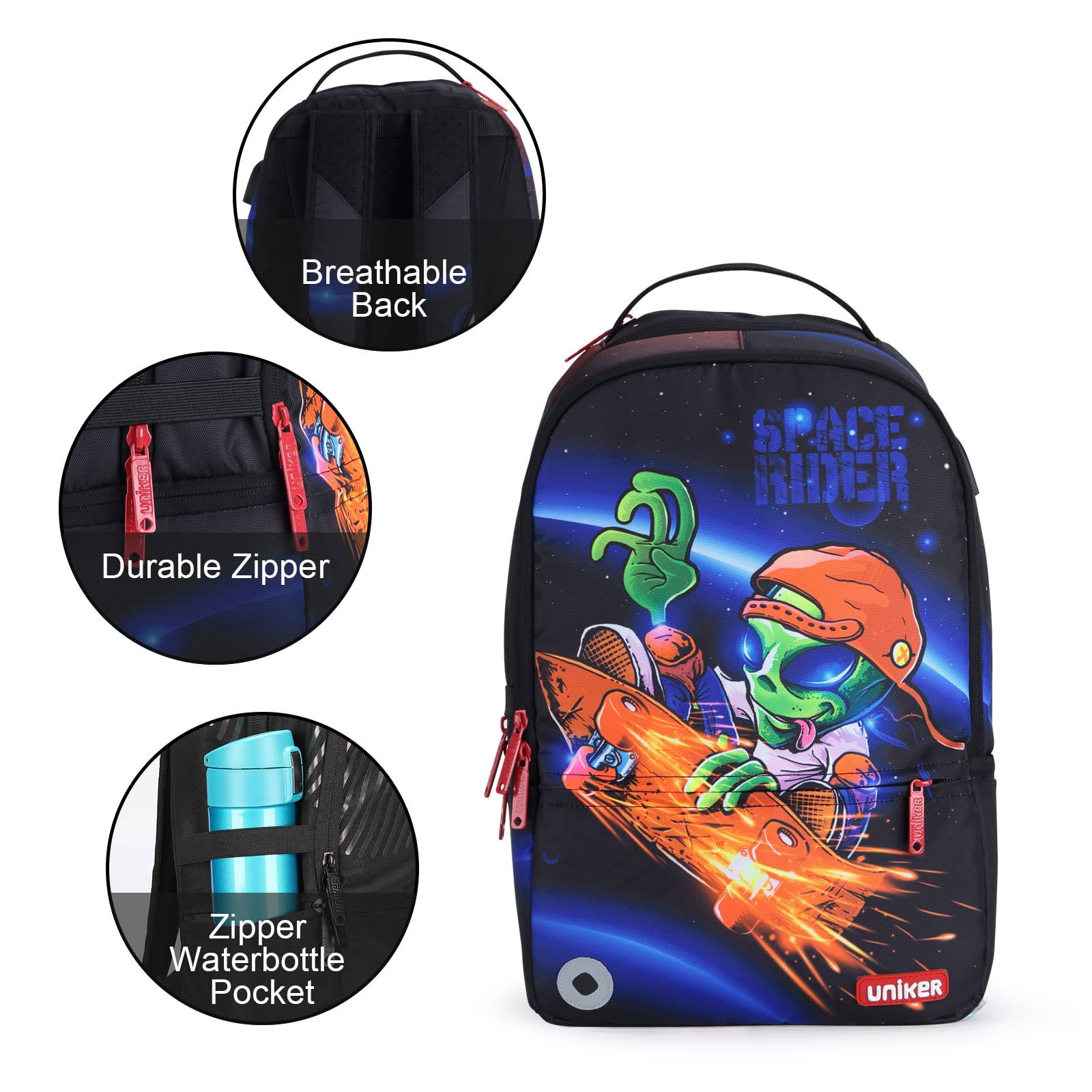 UNIKER 15.6 Inch Laptop Backpack for Teen Boys - USB Charging Port, Durable School & Work Backpack for High School Students - Perfect for College, Travel & Daily Commute