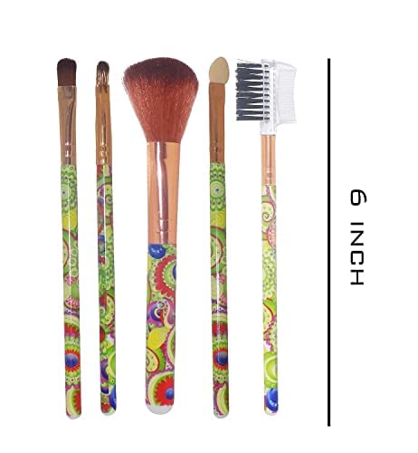 MAPPERZ 5-Piece Synthetic Makeup Brush Set - Foundation, Blending & Blush Brushes for Face Powder (Multi-Color) | Perfect for Professional Makeup Application & Travel