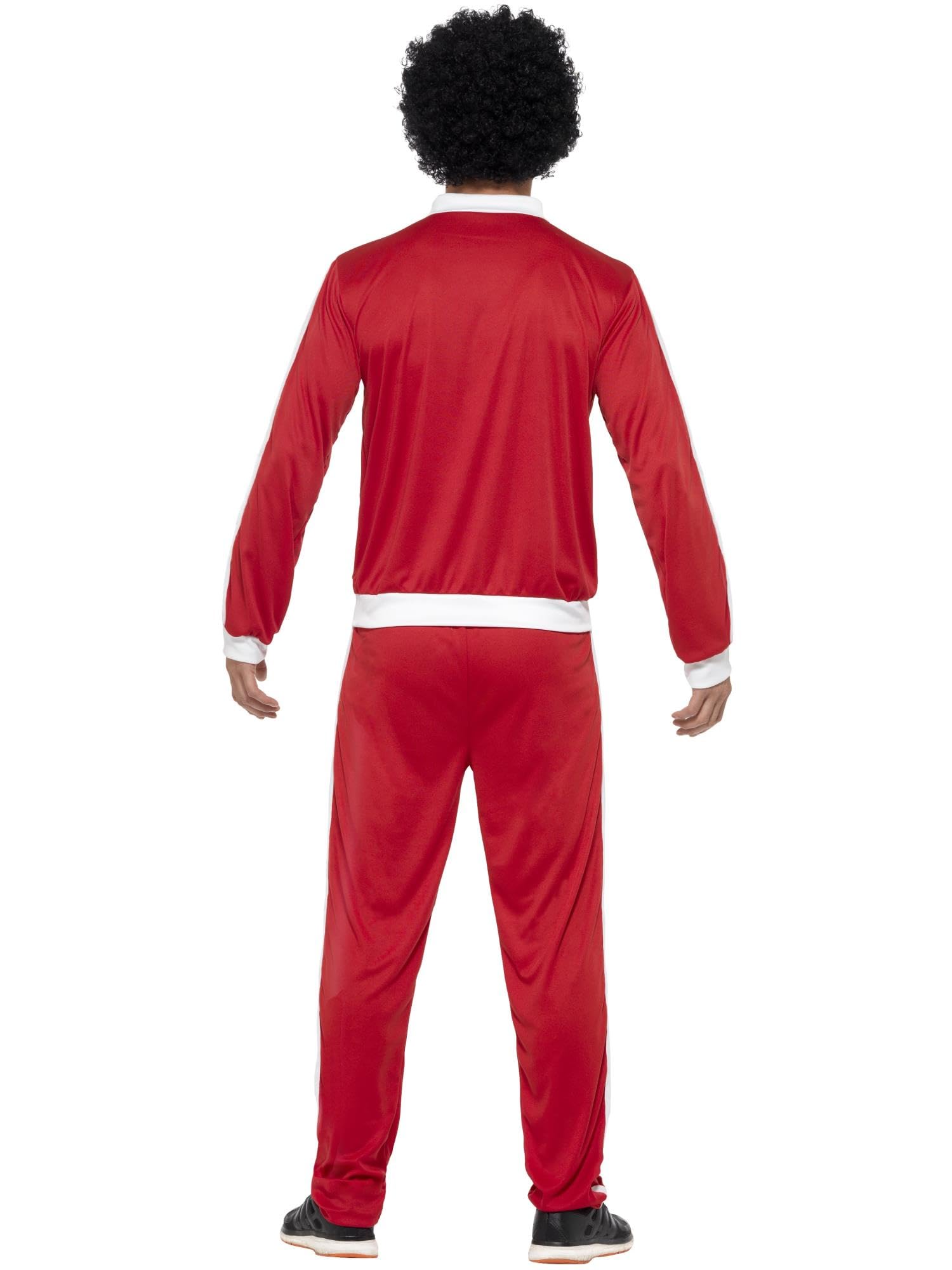Smiffys 1980s Scouser Tracksuit Costume - Red & White Jacket & Pants Set for 80s Themed Parties, Halloween, and Fancy Dress Events