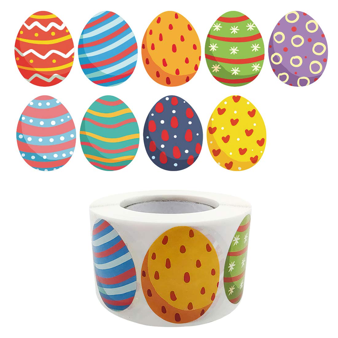 500 pcs Easter Egg Stickers - Self-Adhesive Decorative Stickers with 9 Festive Patterns, Perfect for Easter Party Decorations, Scrapbooking, Gift Wrapping & DIY Crafts