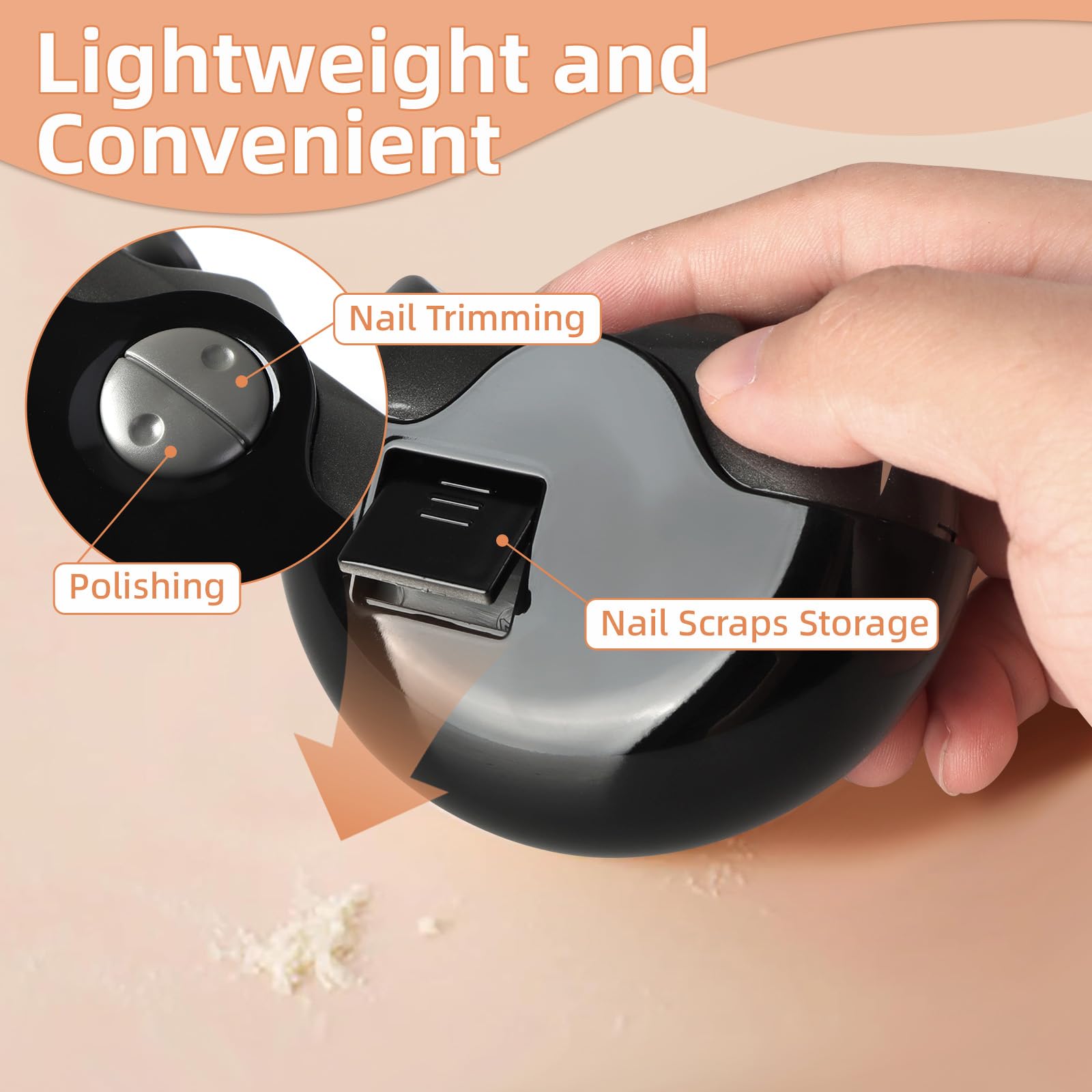 2 in 1 Electric Nail Clipper & Polisher - Automatic Nail Trimmer with 2 Adjustable Speeds, Portable & Rechargeable Nail Care Kit for Men, Women, Kids & Seniors - Perfect for Home, Travel & Salon Use (Black)
