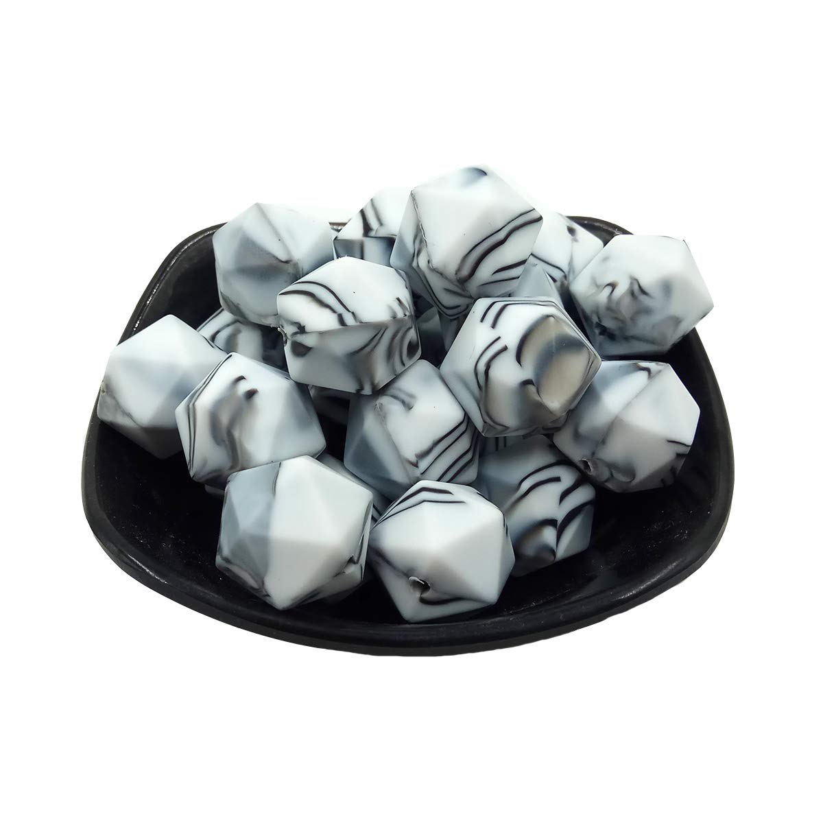30pcs 17mm Silicone Polygon Beads for DIY Jewelry & Keychains - Craft & Gift Making