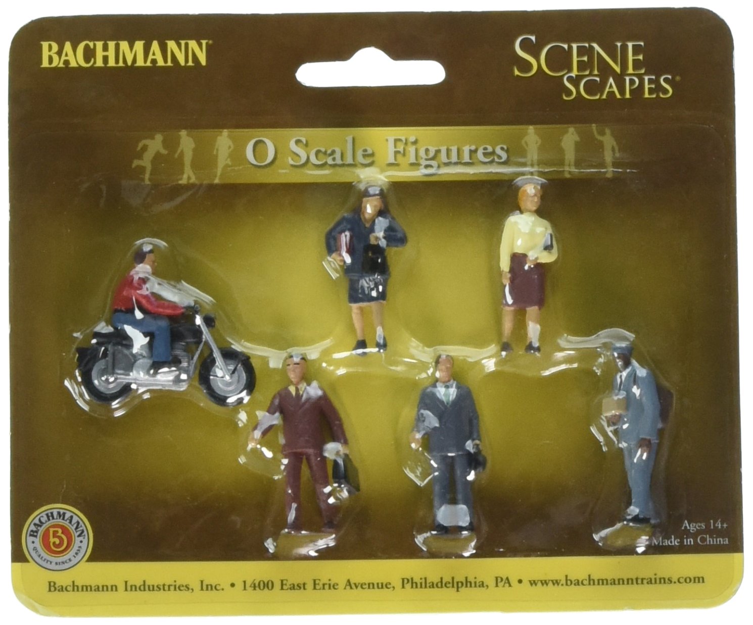 Bachmann Trains O Scale City People with Motorcycle Figures - 7 Piece Set for Model Train Layouts & Diorama Scenes