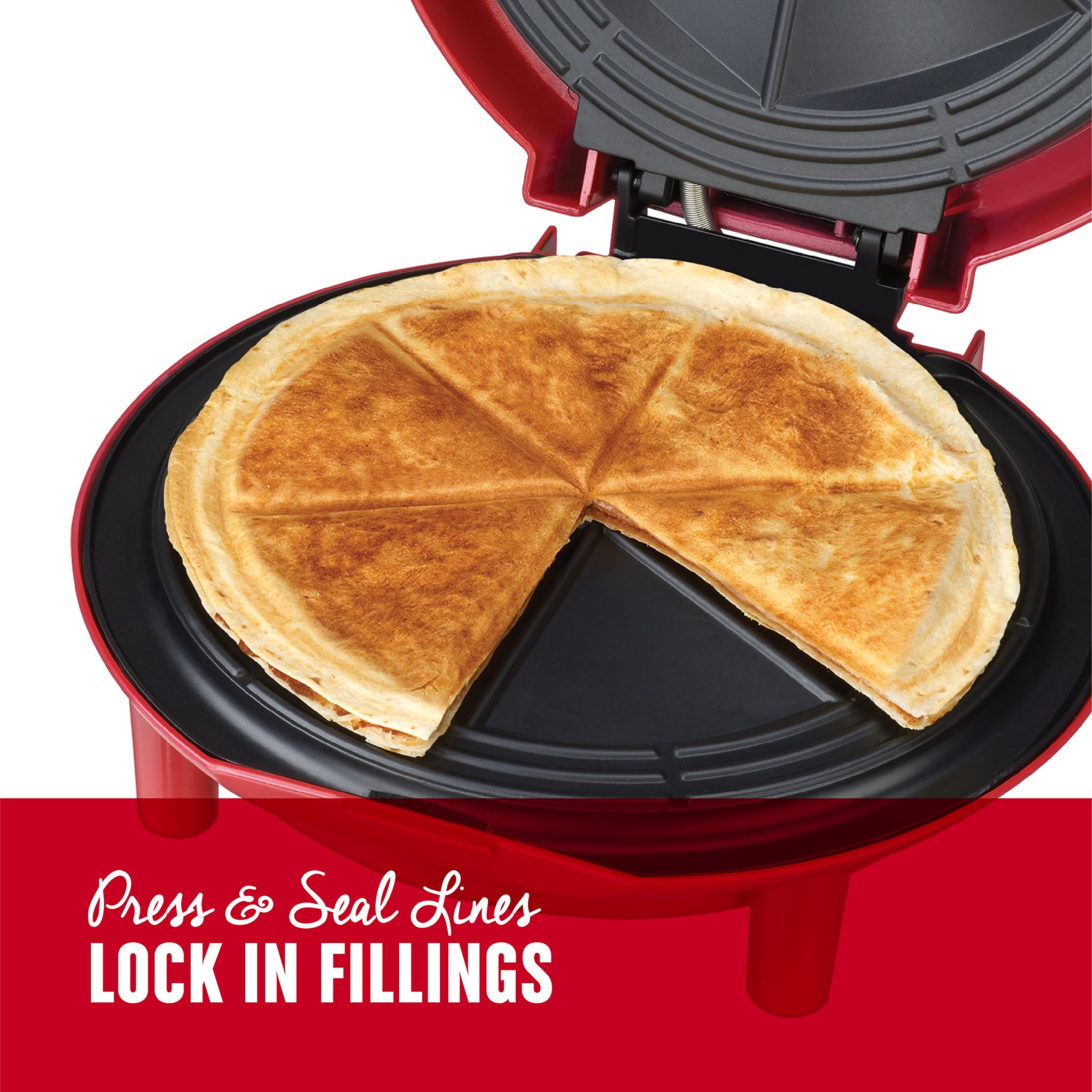George Foreman 10 Inch Electric Quesadilla Maker - Red (GFQ001) | Fast & Easy Quesadilla, Panini & Sandwich Press for Home, Office & Parties