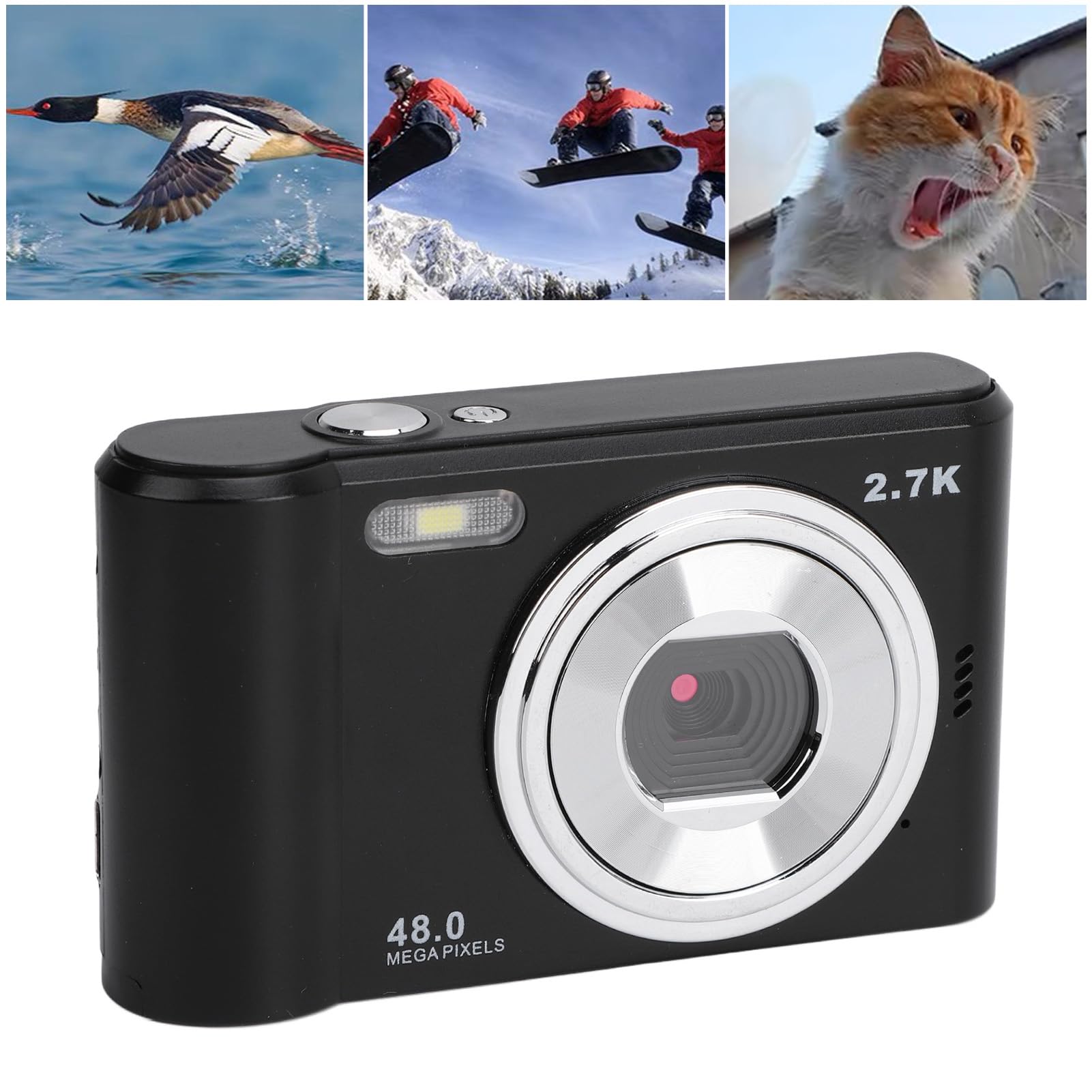 2.7K FHD Digital Camera with 8X Zoom & Anti-Shake - 2.4 Inch Compact Travel Camera for Beginners, Kids & Teens - Perfect for Vacation, Birthday Gifts & Everyday Photography (Black)