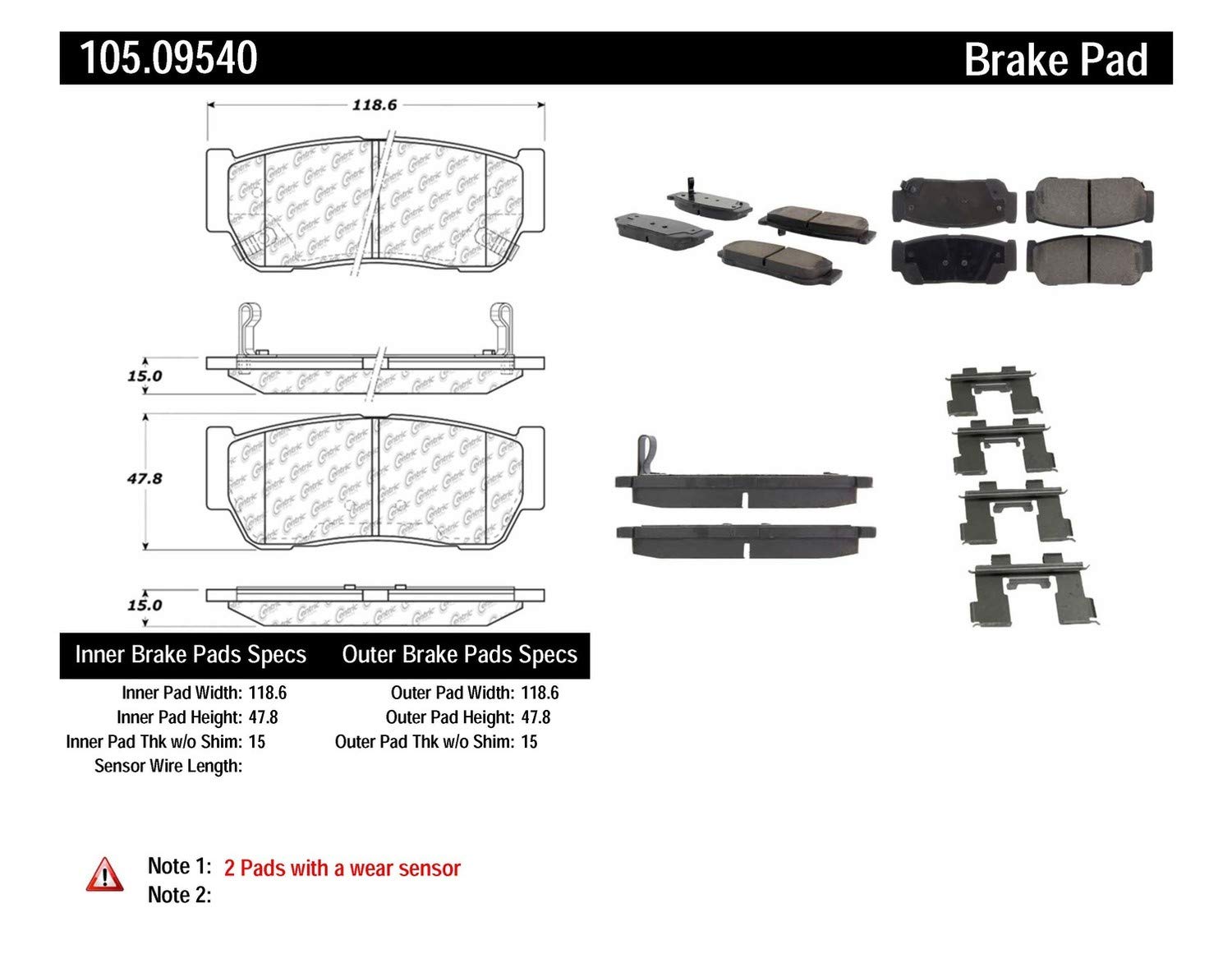 Premium Ceramic Brake Pads Set - Front & Rear Compatible with Kia Sorento 2003-2009 | Low Noise, High Performance | Ideal for City Driving & Highway Commuting