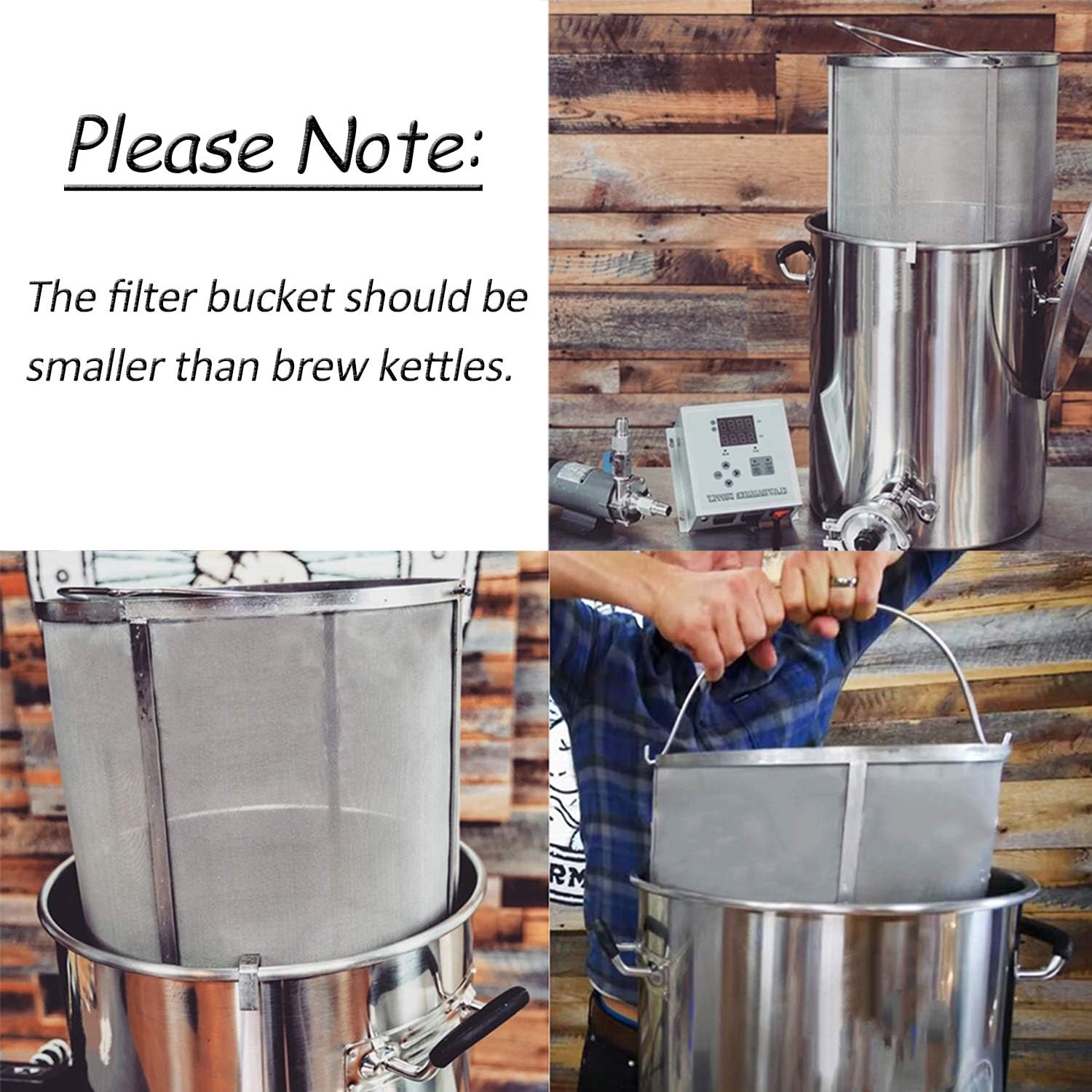 11.8×12.2 Inch (30×31cm) 300 Micron Mesh Homebrew Grain Basket Strainer - Premium Beer, Wine & Tea Brewing Filter for Hops, Kettle & Barrel - Perfect for Home Brewing, Craft Beer Making & Herbal Tea Infusion