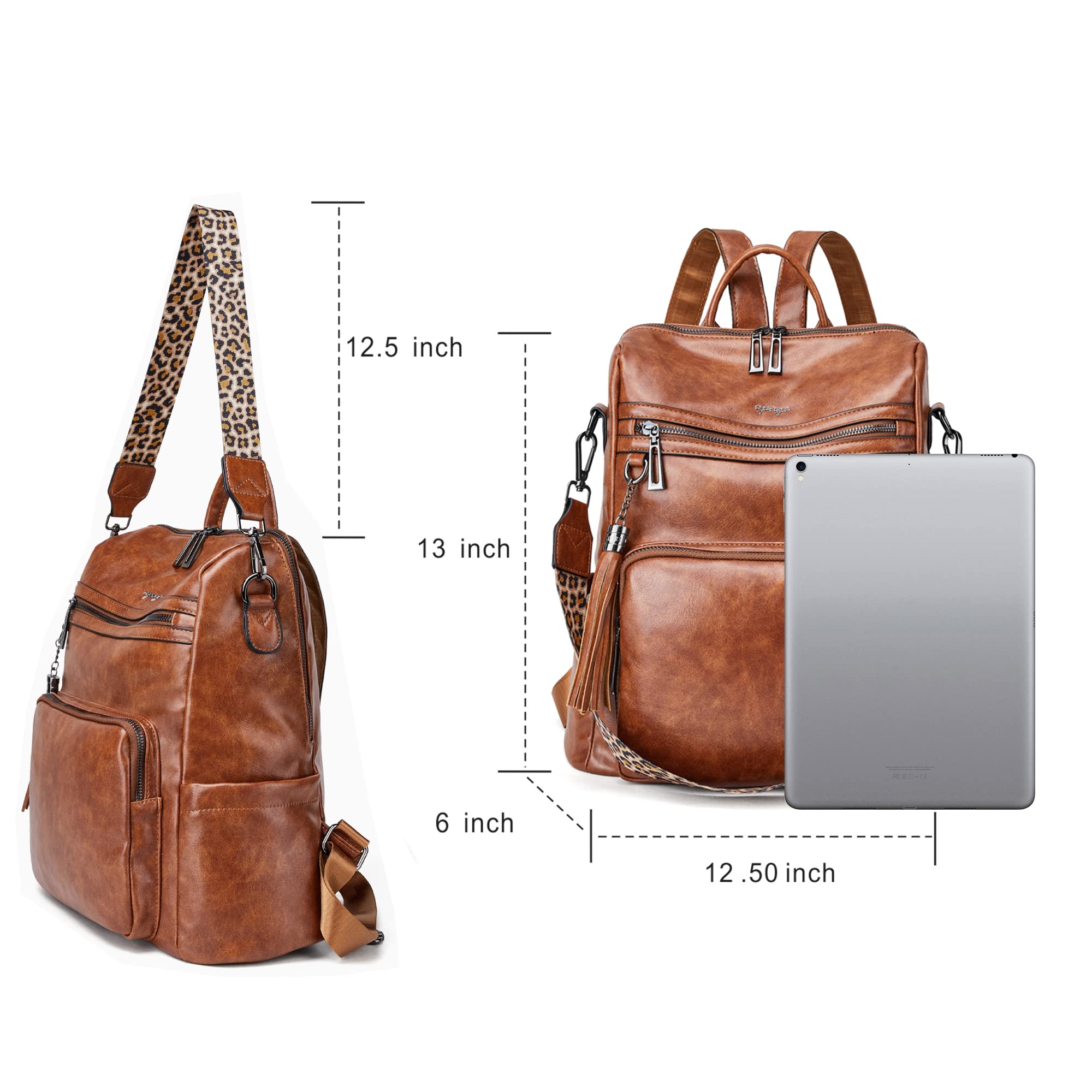 OPAGE Women's Leather Backpack Purse - Fashion Tassel Shoulder Bag for Travel & Work
