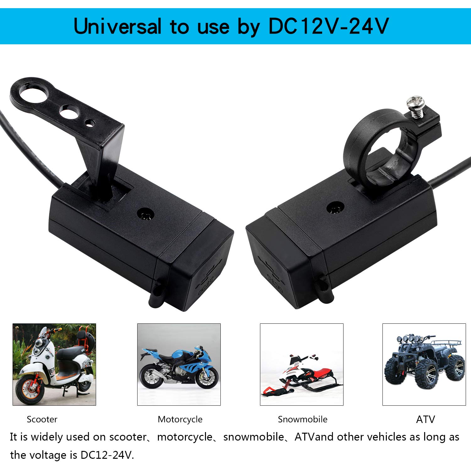 Waterproof Motorcycle Phone Charger with Dual QC 3.0 USB Ports & On/Off Switch - Fast Charging for Smartphones, Tablets, GPS Devices - Perfect for Motorcycle Rides, Road Trips & Outdoor Adventures