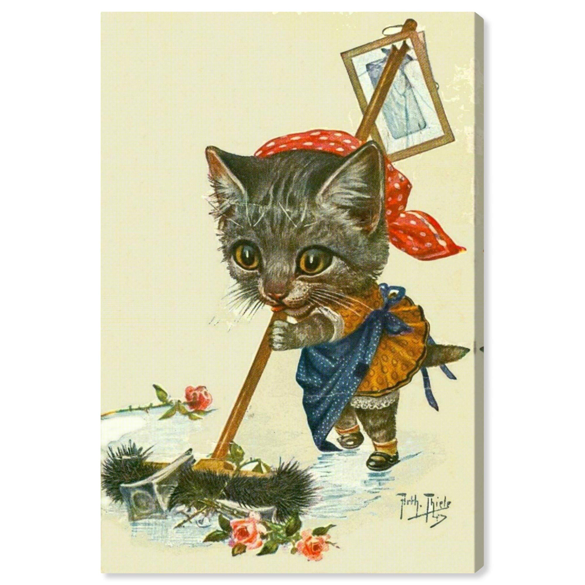 Oliver Gal Artist Co. Kitty Cleaning Up Wall Art Canvas Print - 30