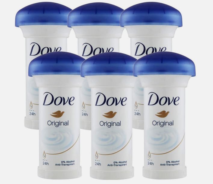 Dove Deodorant Stick for Women & Men - Original Scent, 50ml (Pack of 6) | 24-Hour Odor Protection, Moisturizing Cream Formula | Gym, Work & Daily Freshness