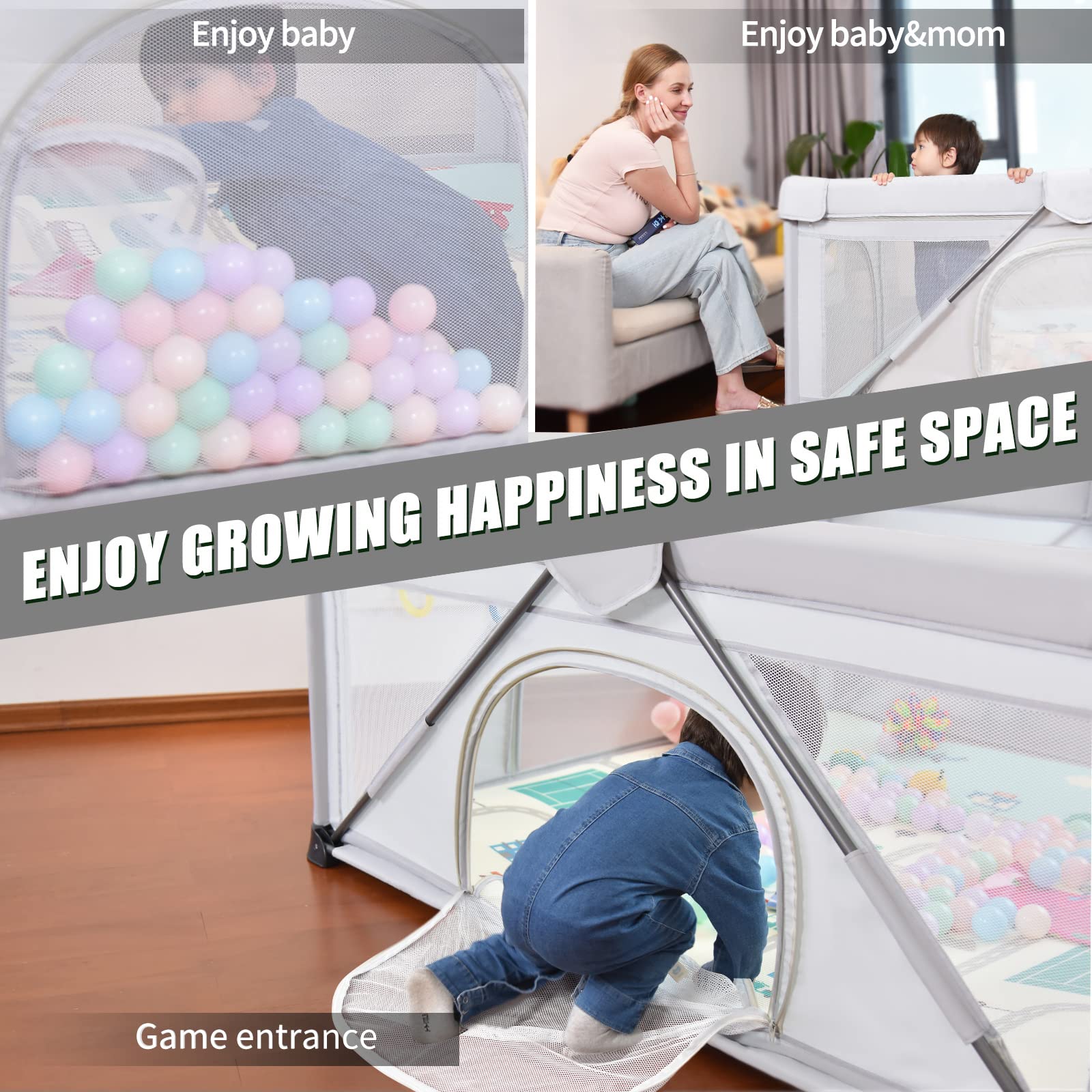 Heyo.Ja Large Foldable Baby Playpen with Gate - 59
