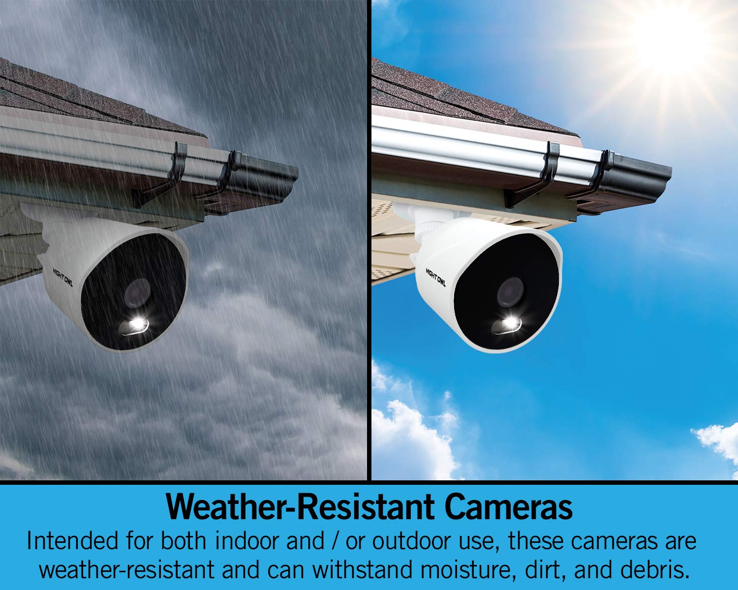 Night Owl 1080p HD Wired Indoor/Outdoor Security Cameras with Motion-Activated Spotlights, 100ft Night Vision & Wide Viewing Angle (2-Pack) - Ideal for Home Surveillance, Business Monitoring & Property Protection