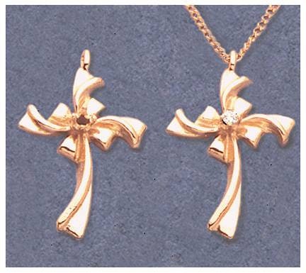 Solid Sterling Silver or 14kt Gold Round Cross Pendant Setting - Handcrafted in USA - Perfect for Necklaces, Gifts & Religious Jewelry