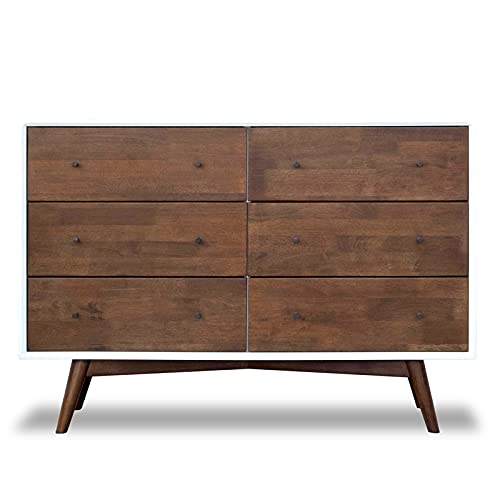 Home Square 3-Piece Solid Wood Bedroom Dresser & Nightstand Set in Walnut/White - Premium Wooden Bedroom Furniture for Master Bedroom, Guest Room, and Apartment Decor