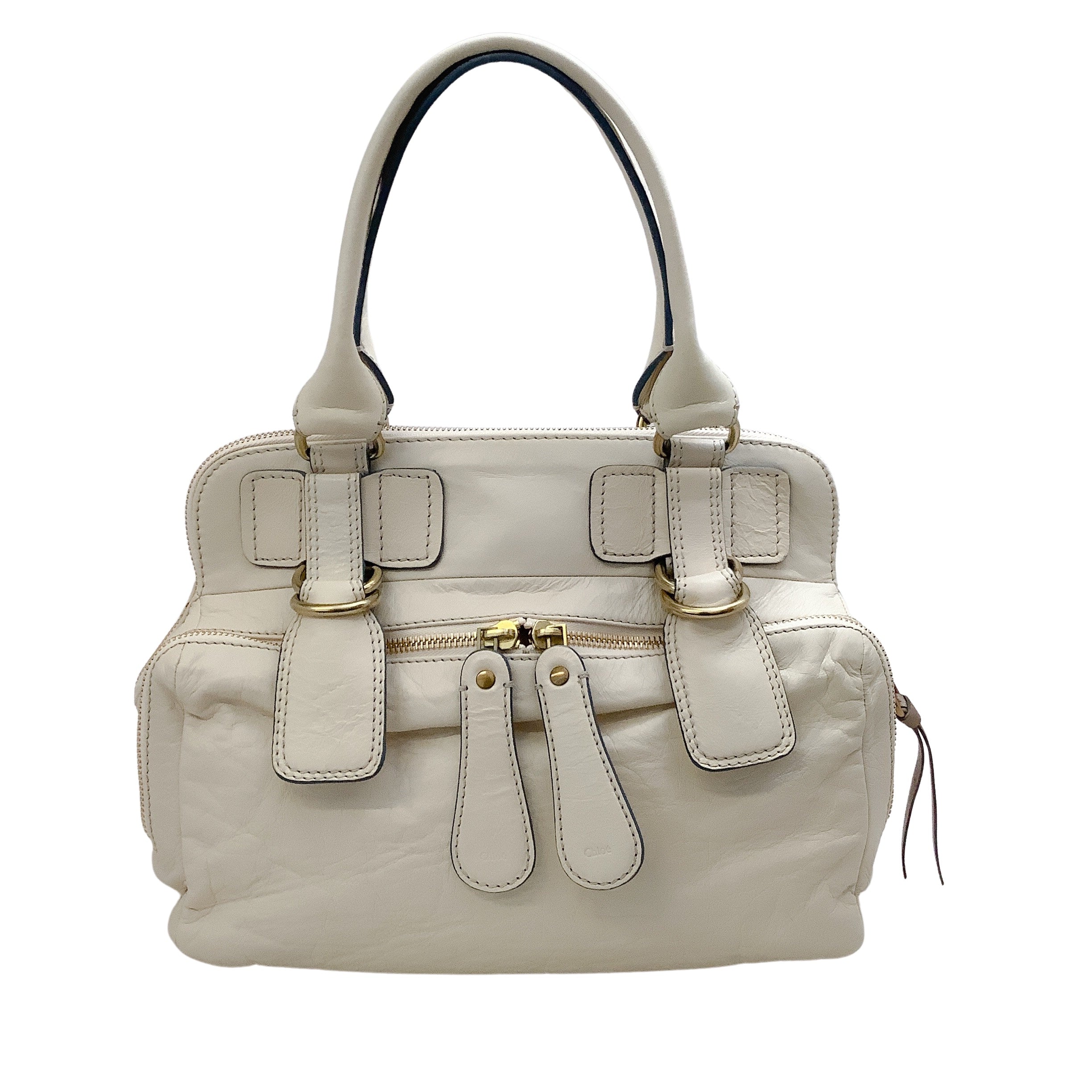 Chloe Ivory Leather Quilted Satchel Handbag for Women - Elegant Designer Shoulder Bag for Work, Travel & Everyday Use