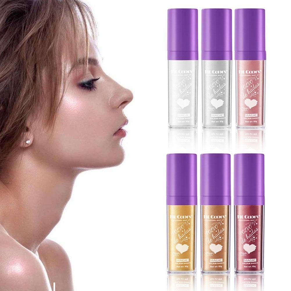 6 Color Fairy Dust Highlighter Powder - High Gloss Face & Body Shimmer with Sparkle for Makeup & Cosmetics | Perfect for Parties, Festivals & Special Occasions