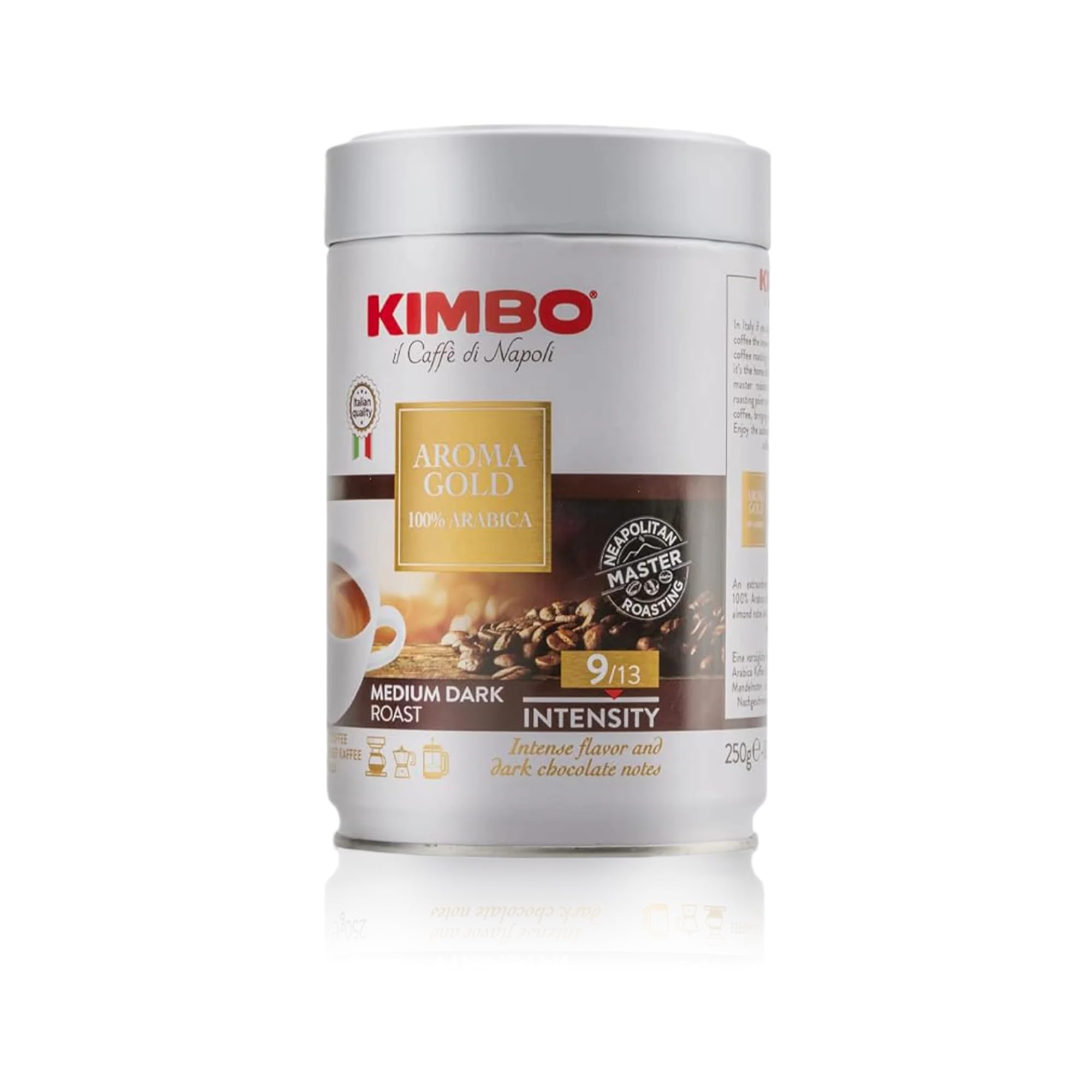 Kimbo Aroma Gold Arabica Ground Coffee - Medium Dark Roast, 8.8oz (Pack of 3) for Home & Office Brewing